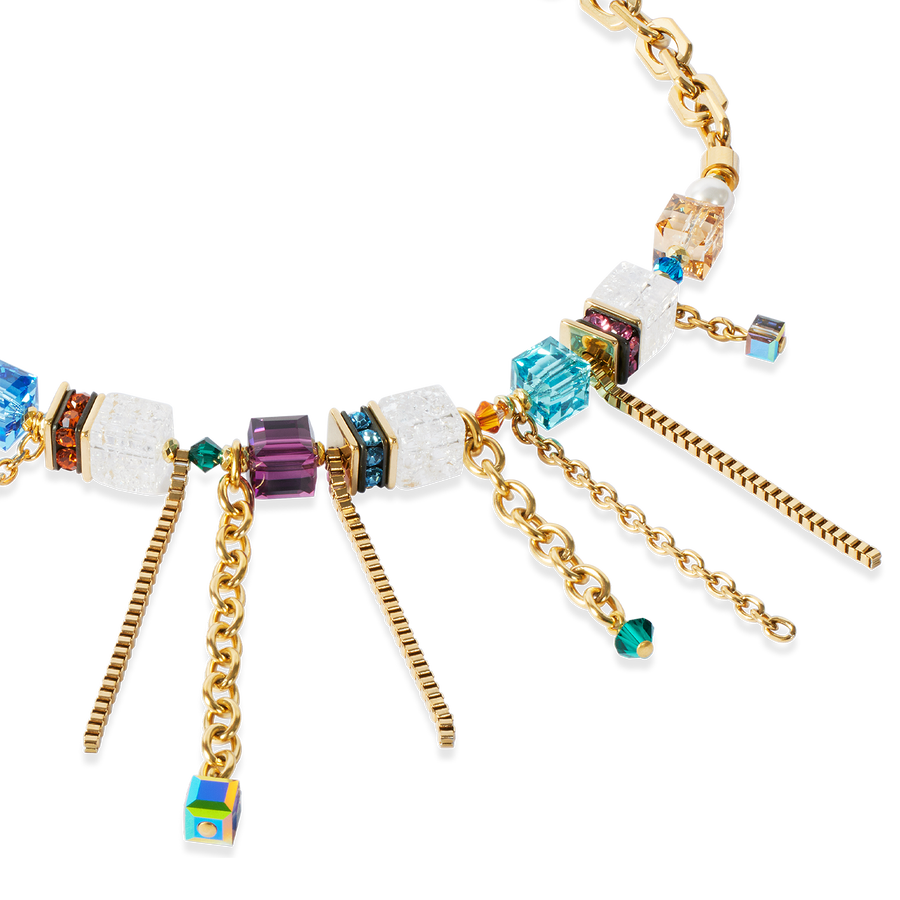 Collier Sunray Cube Couture or-multicolore