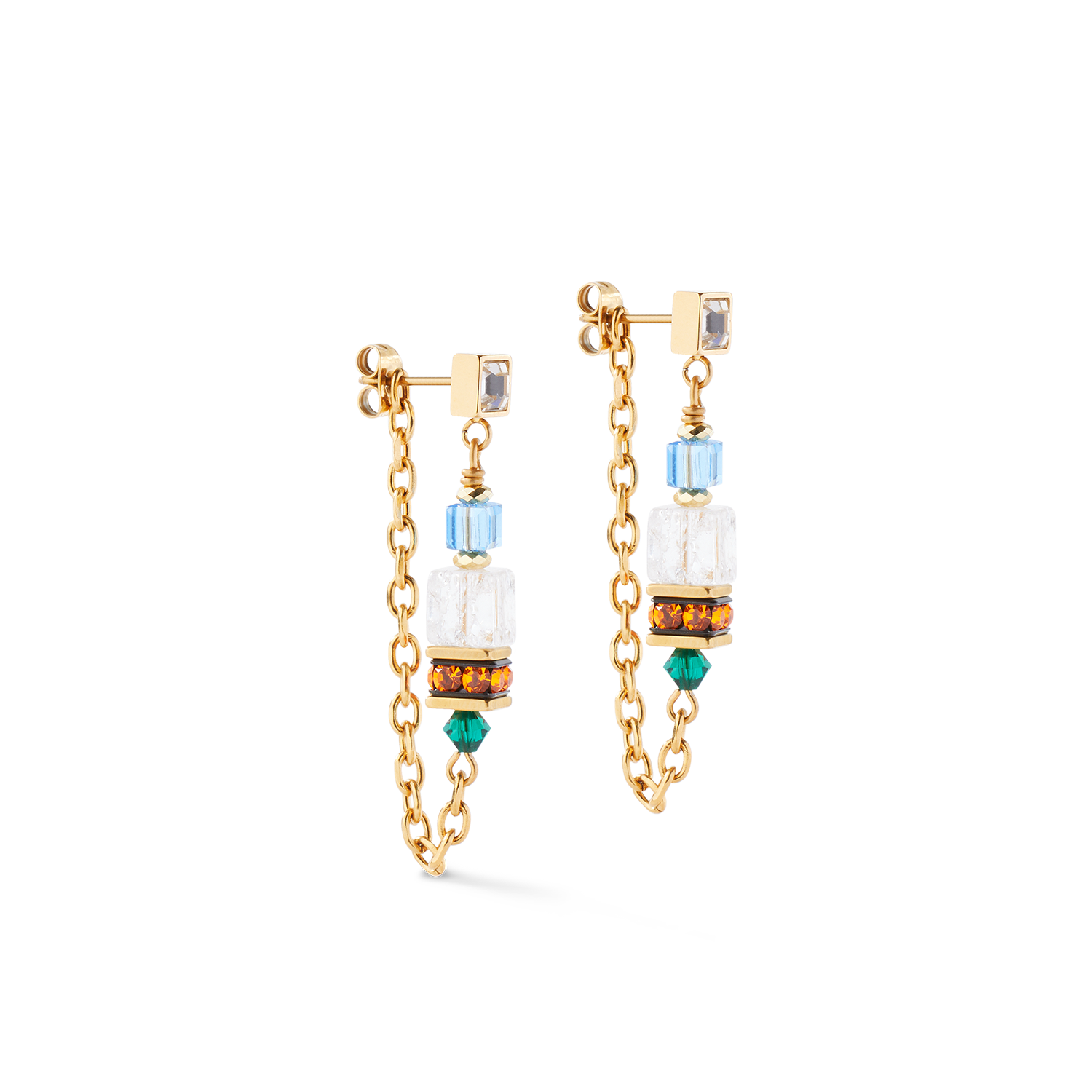 Boucles d'oreilles Sunray Cube Couture or-multicolore