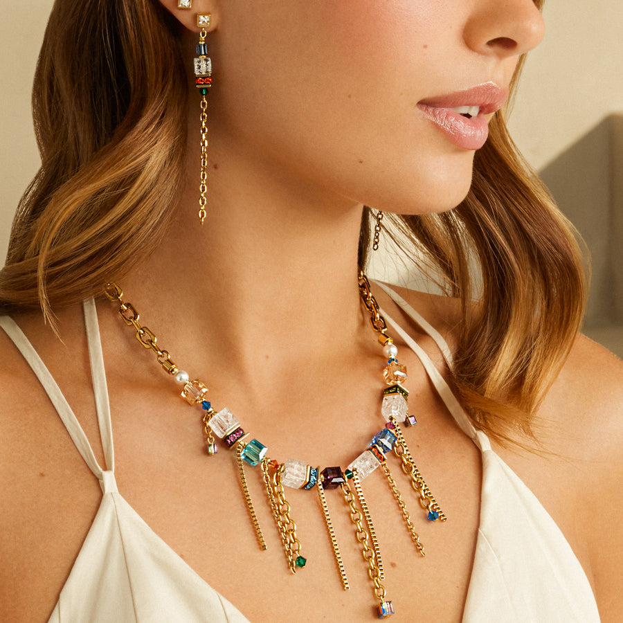 Boucles d'oreilles Sunray Cube Couture or-multicolore