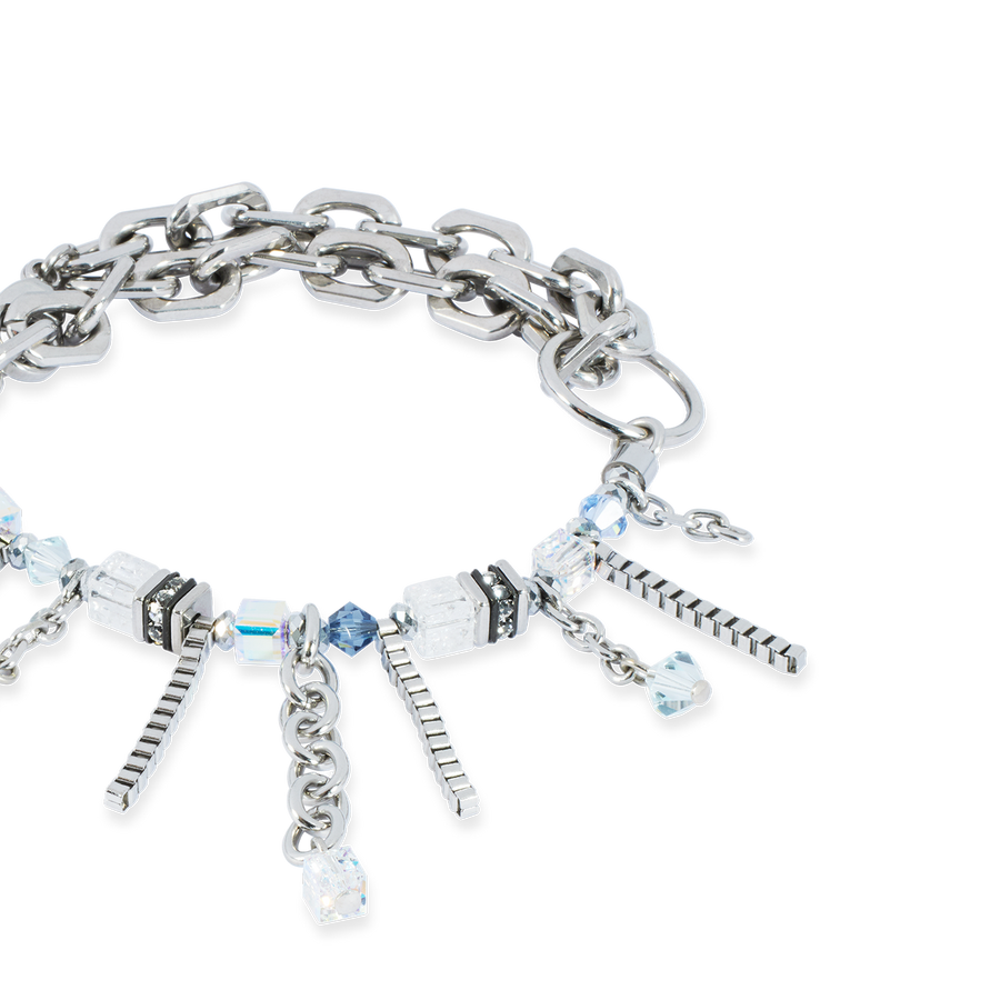 Bracelet Sunray Cube Bohème argent-blanc