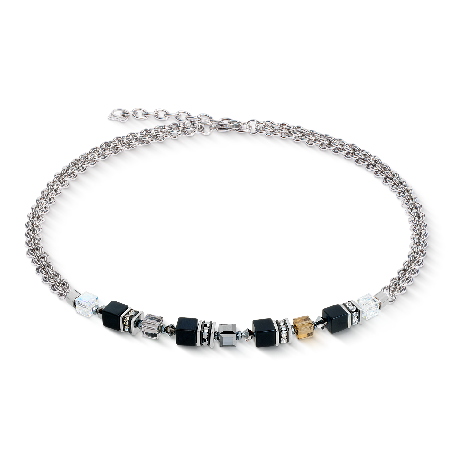 Collier GeoCUBE® Fusion hiver argent-noir