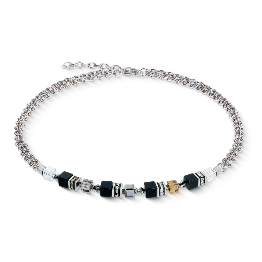 Collier GeoCUBE® Fusion hiver argent-noir