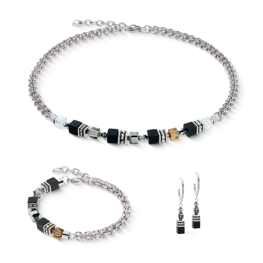 Collier GeoCUBE® Fusion hiver argent-noir