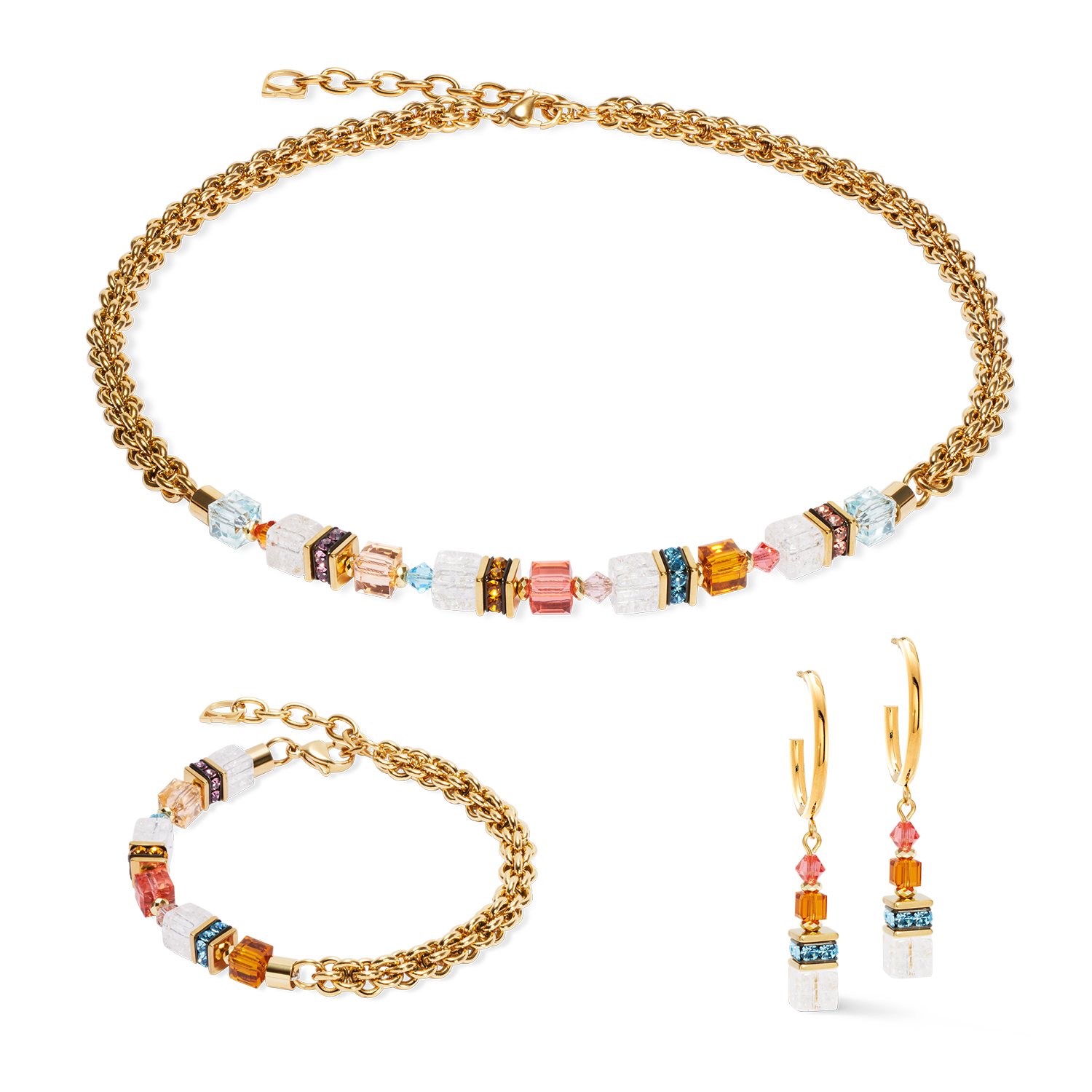 Collier GeoCUBE® Fusion Summer or-sunset