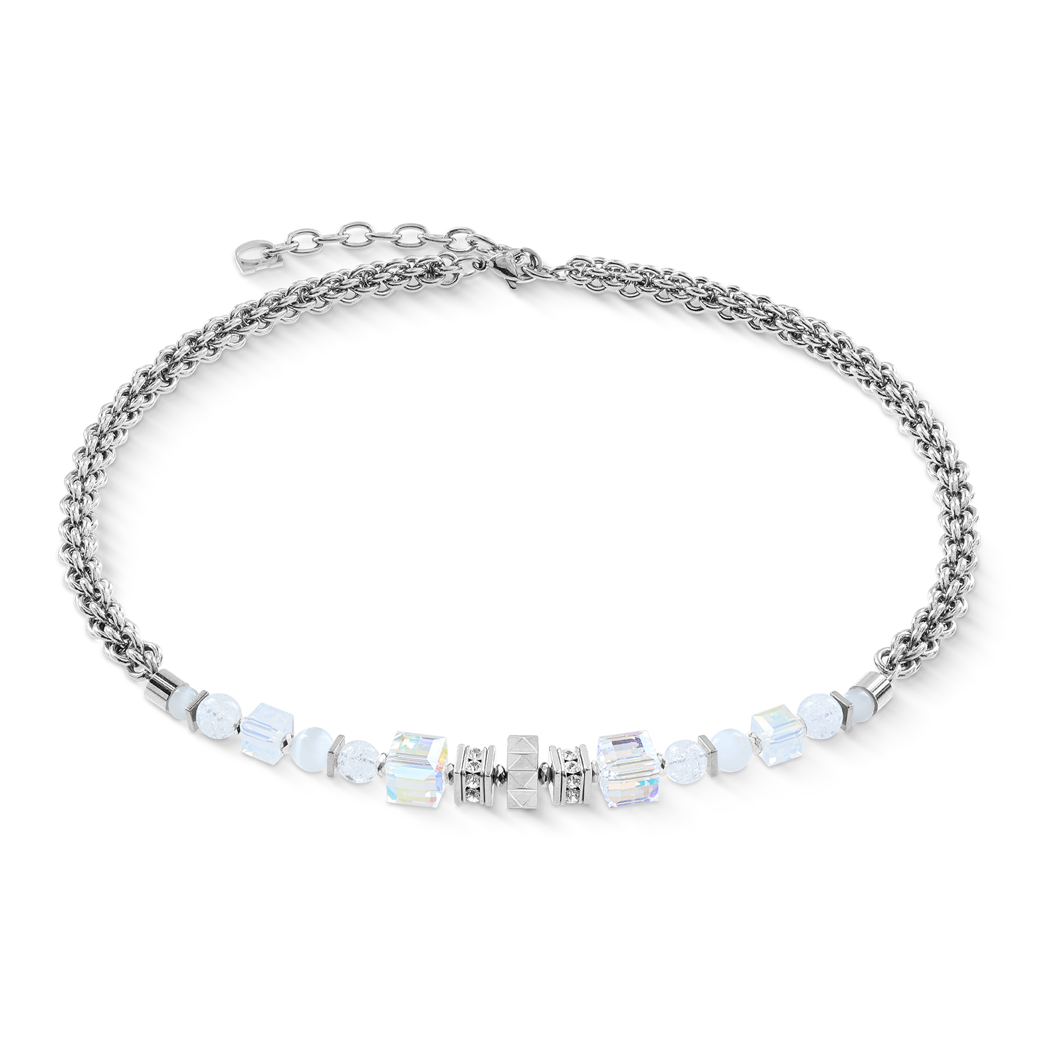 Collier Cube Nexus argent blanc