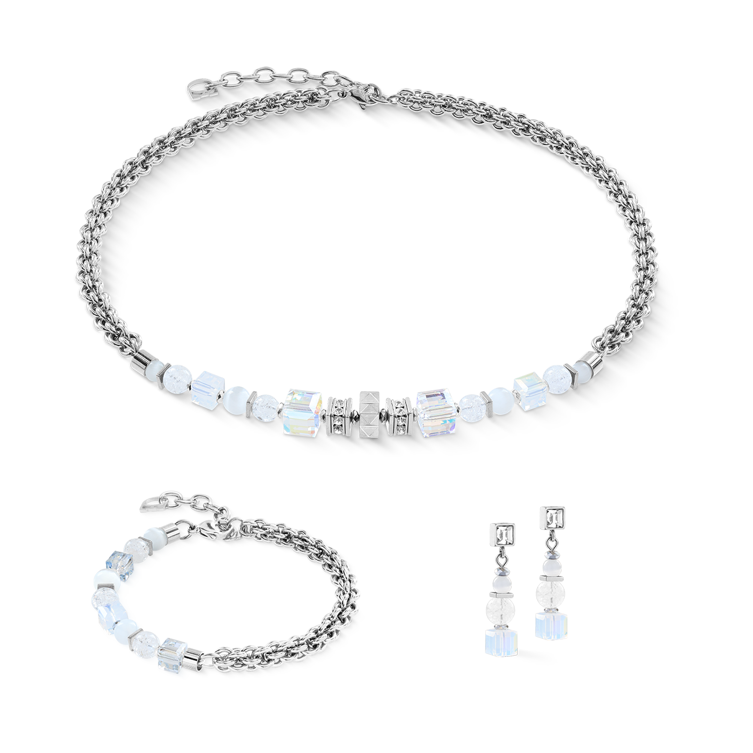 Collier Cube Nexus argent blanc