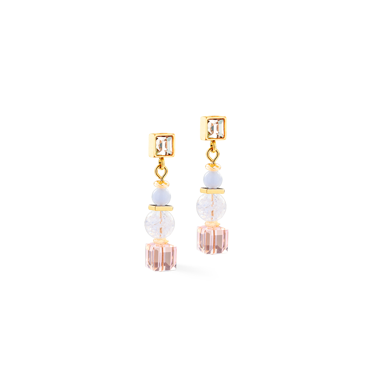 Boucles d'oreilles Cube Nexus or pastel
