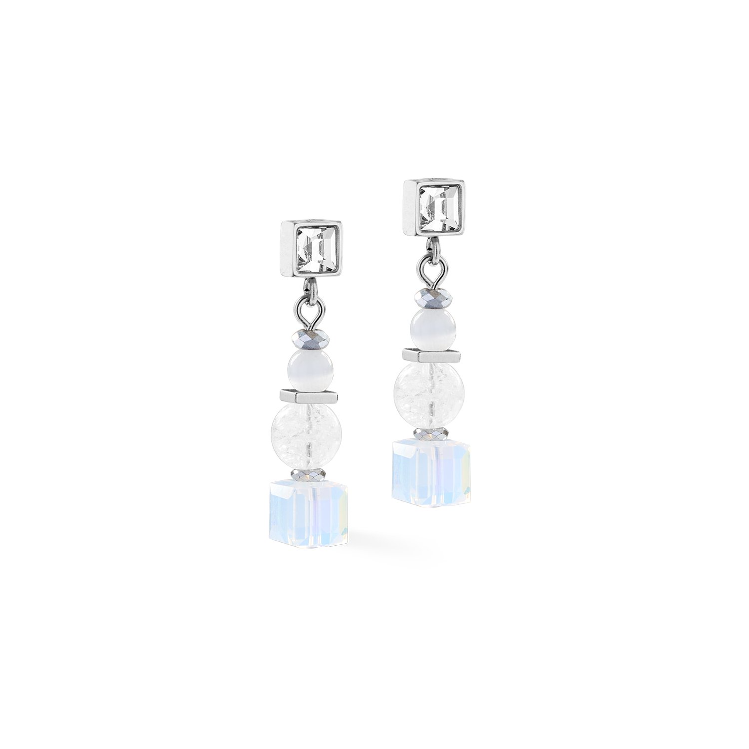Boucles d'oreilles Cube Nexus argent blanc