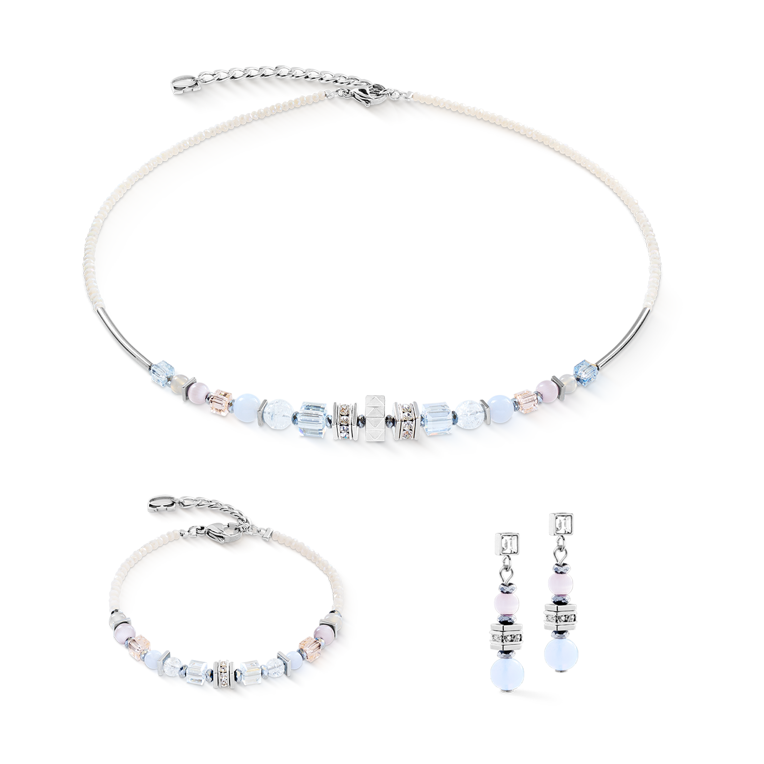 Boucles d'oreilles Shape Mix Nexus argent pastel