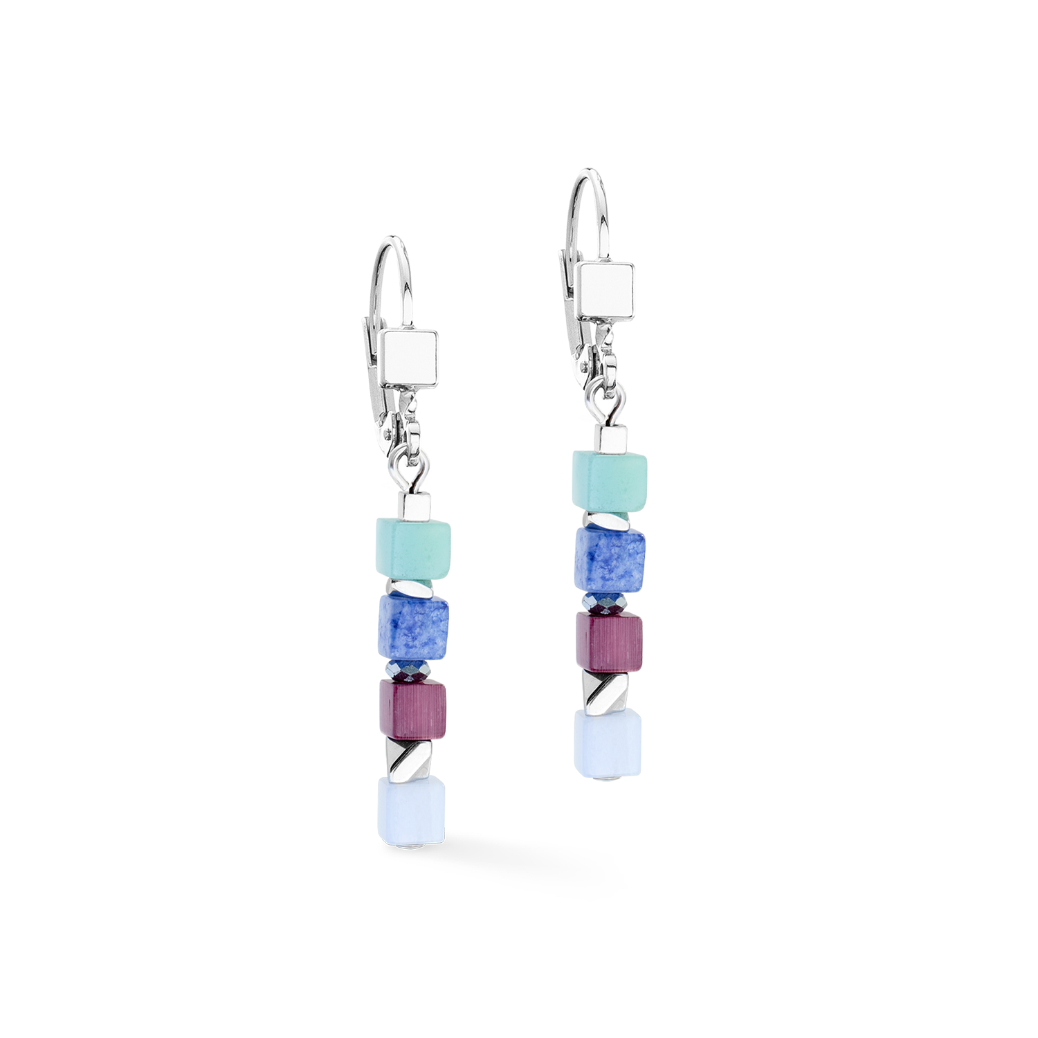 Boucles d'oreilles Cube Mosaic Lumina argent