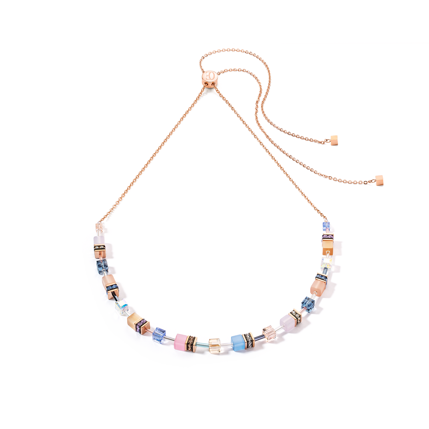 Collier GeoCUBE® Iconic Chain bleu clair rose