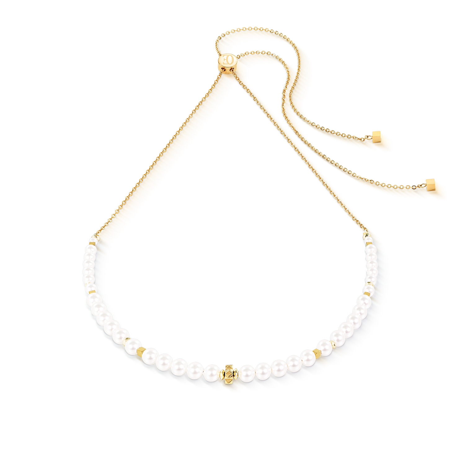 Collier Slider Pearl Spike doré