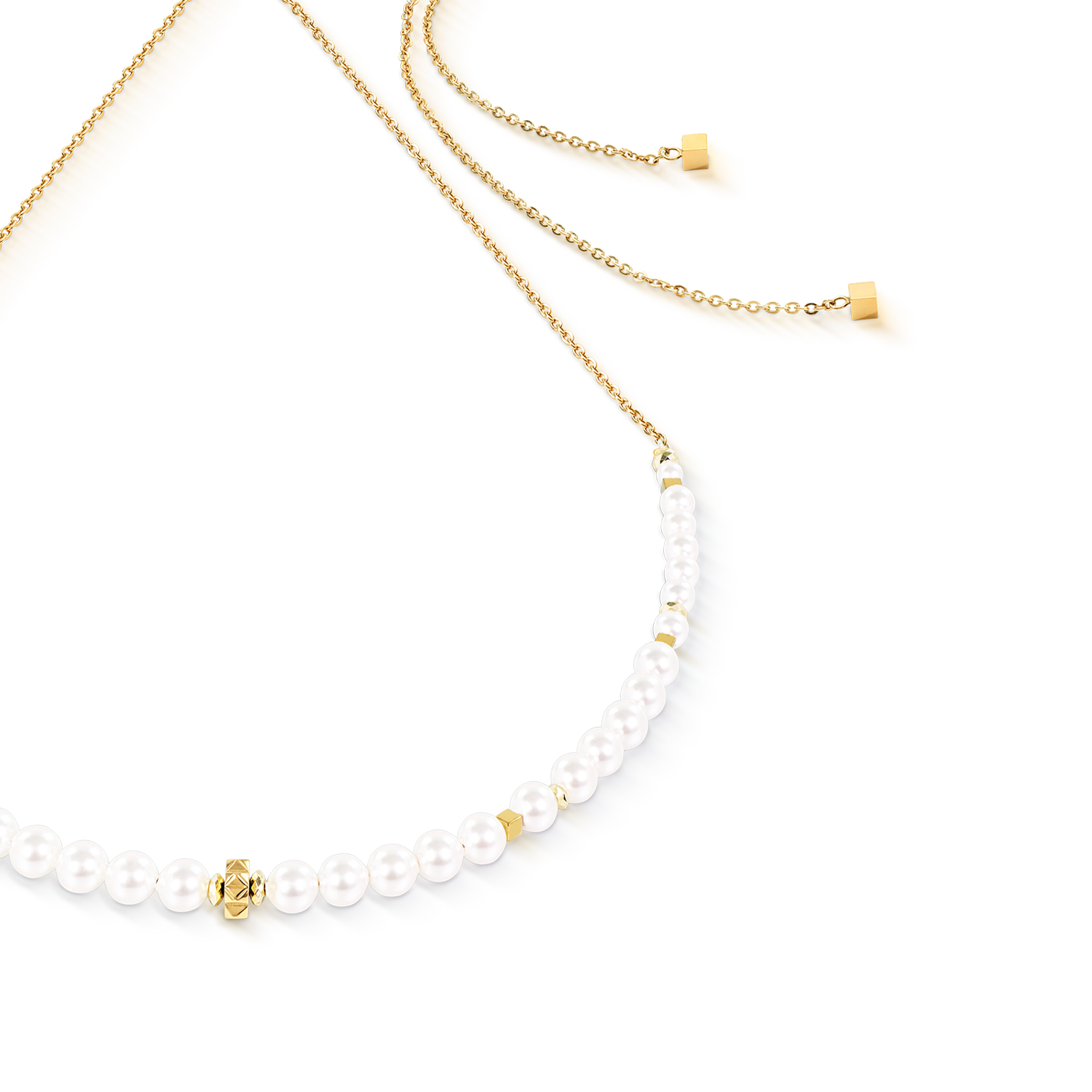 Collier Slider Pearl Spike doré