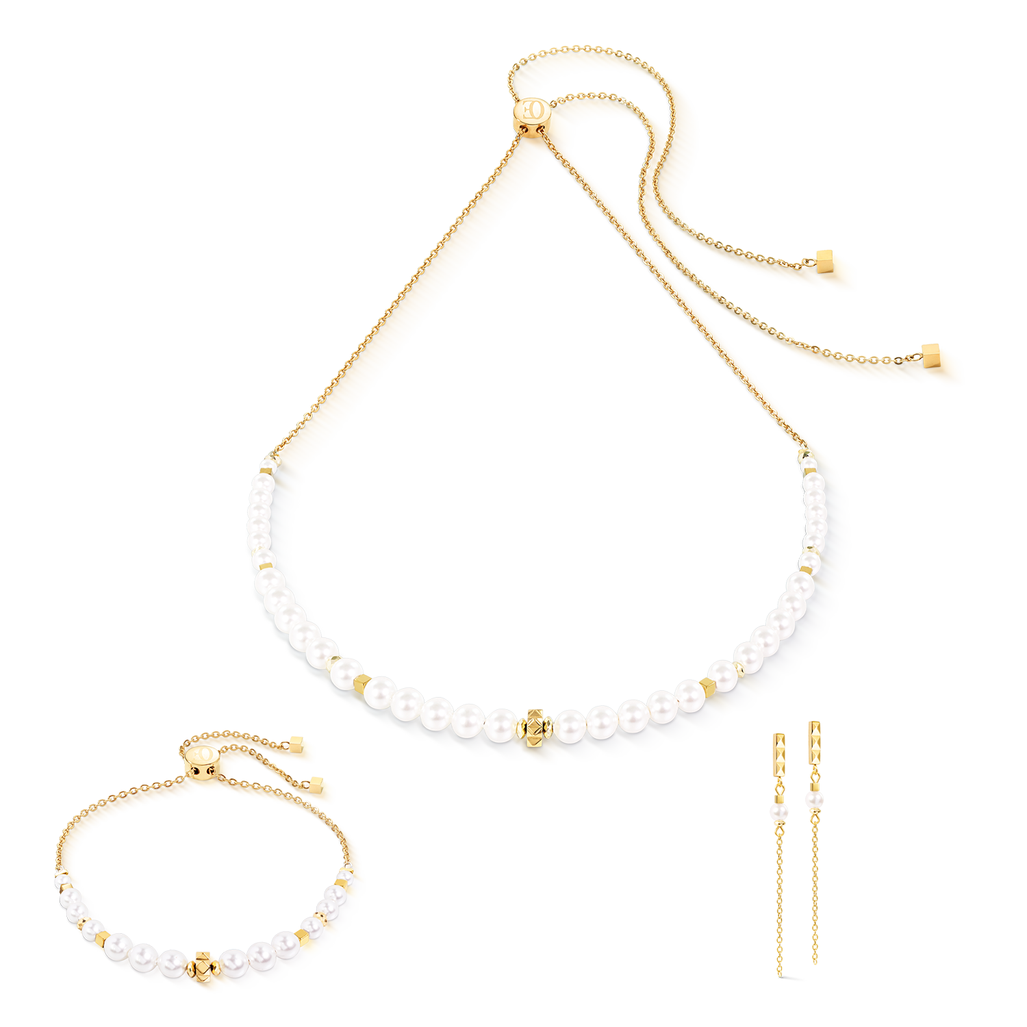 Collier Slider Pearl Spike doré