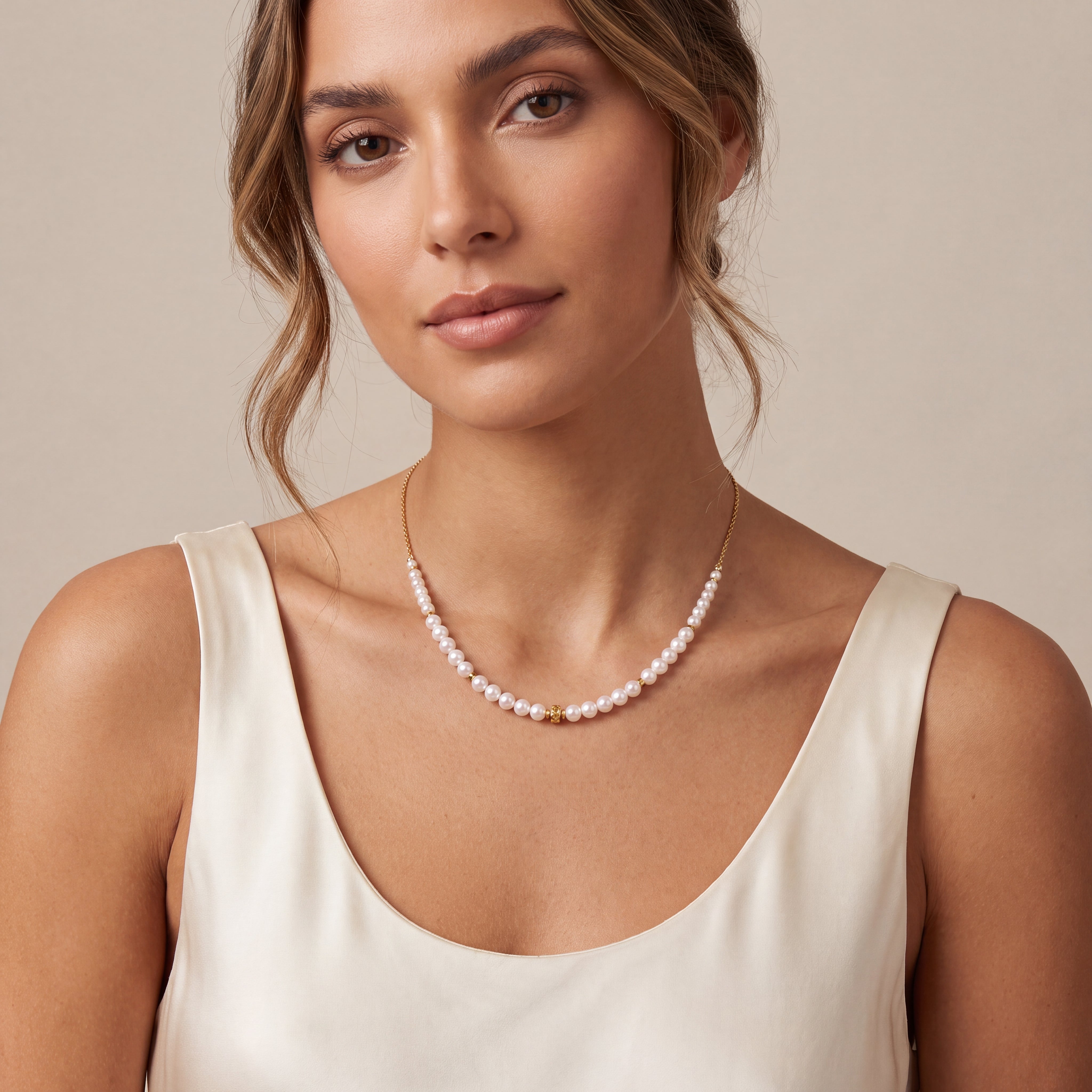 COEUR DE LION Collier Slider Pearl Spike doré – sur mannequin