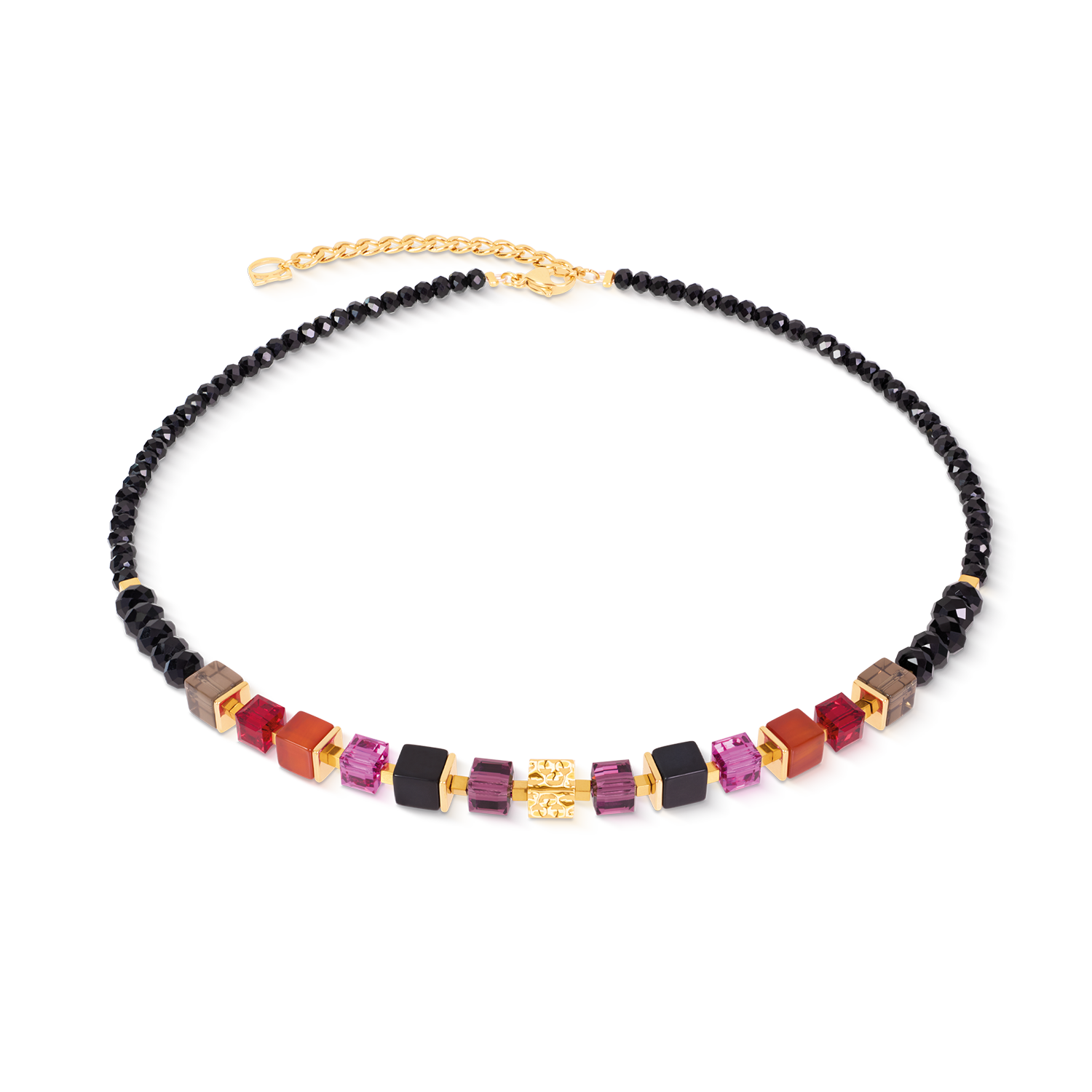 Collier Cube Mix Precious Berry doré