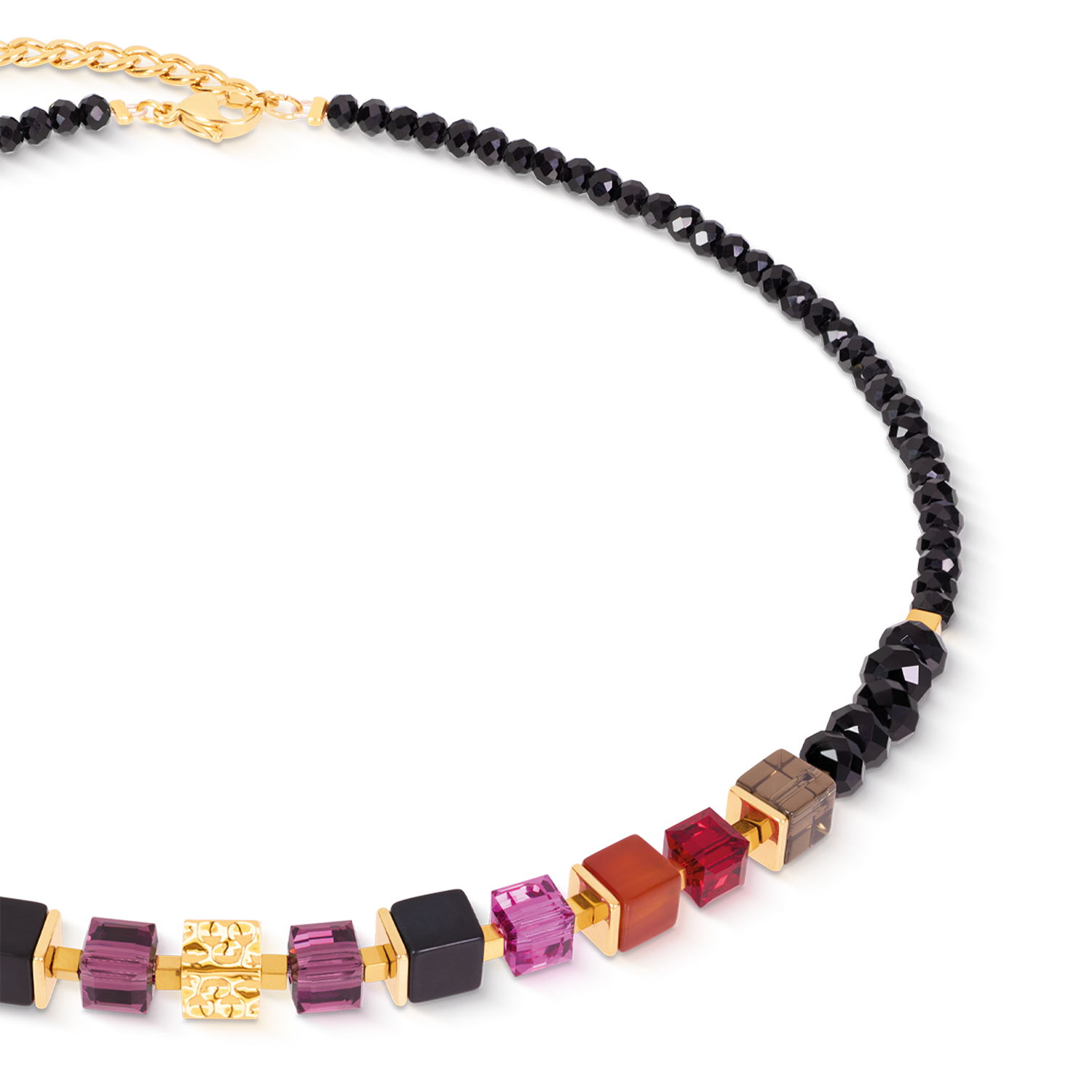 Collier Cube Mix Precious Berry doré