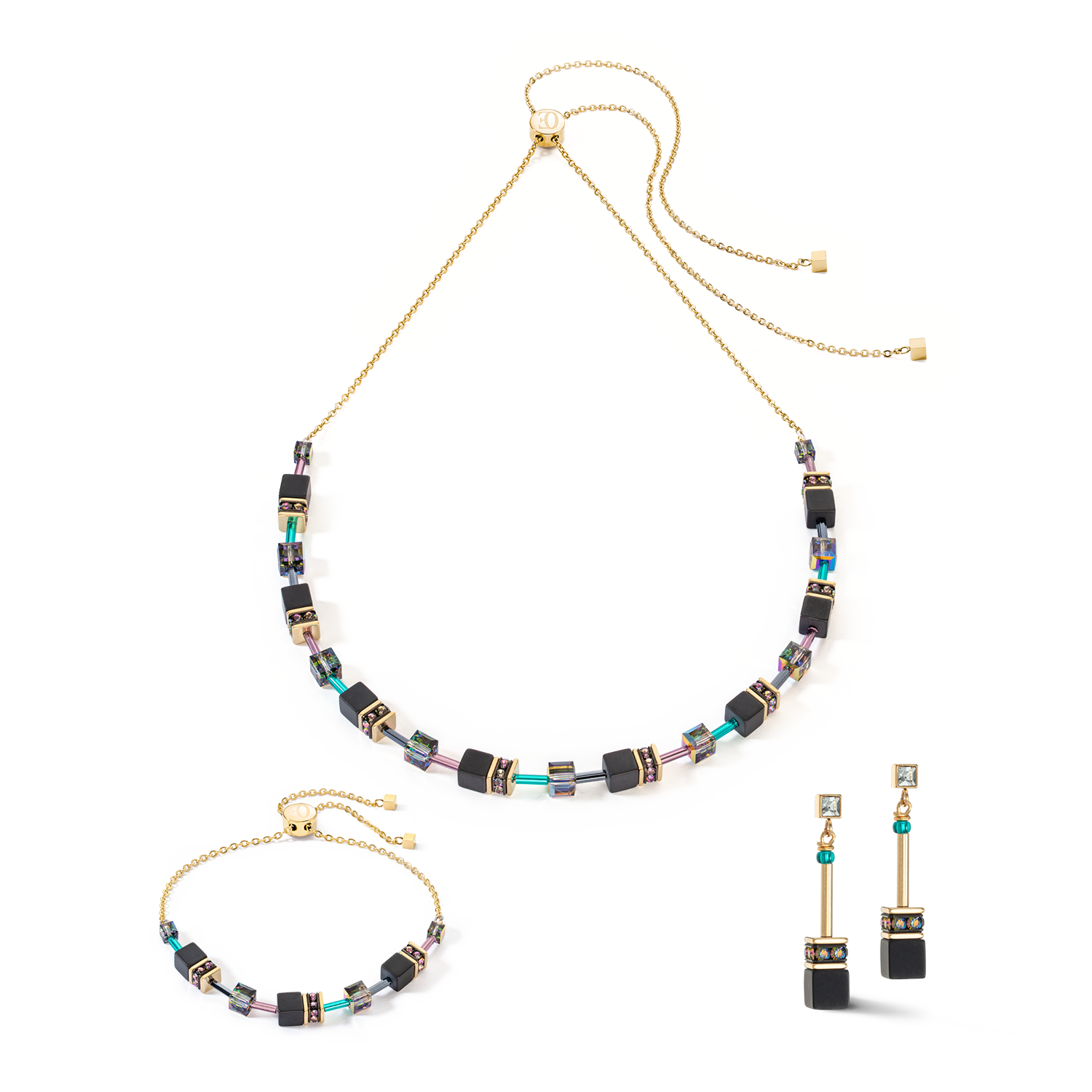 Boucles d’oreilles GeoCUBE® Iconic Nature Chain noir multicolore