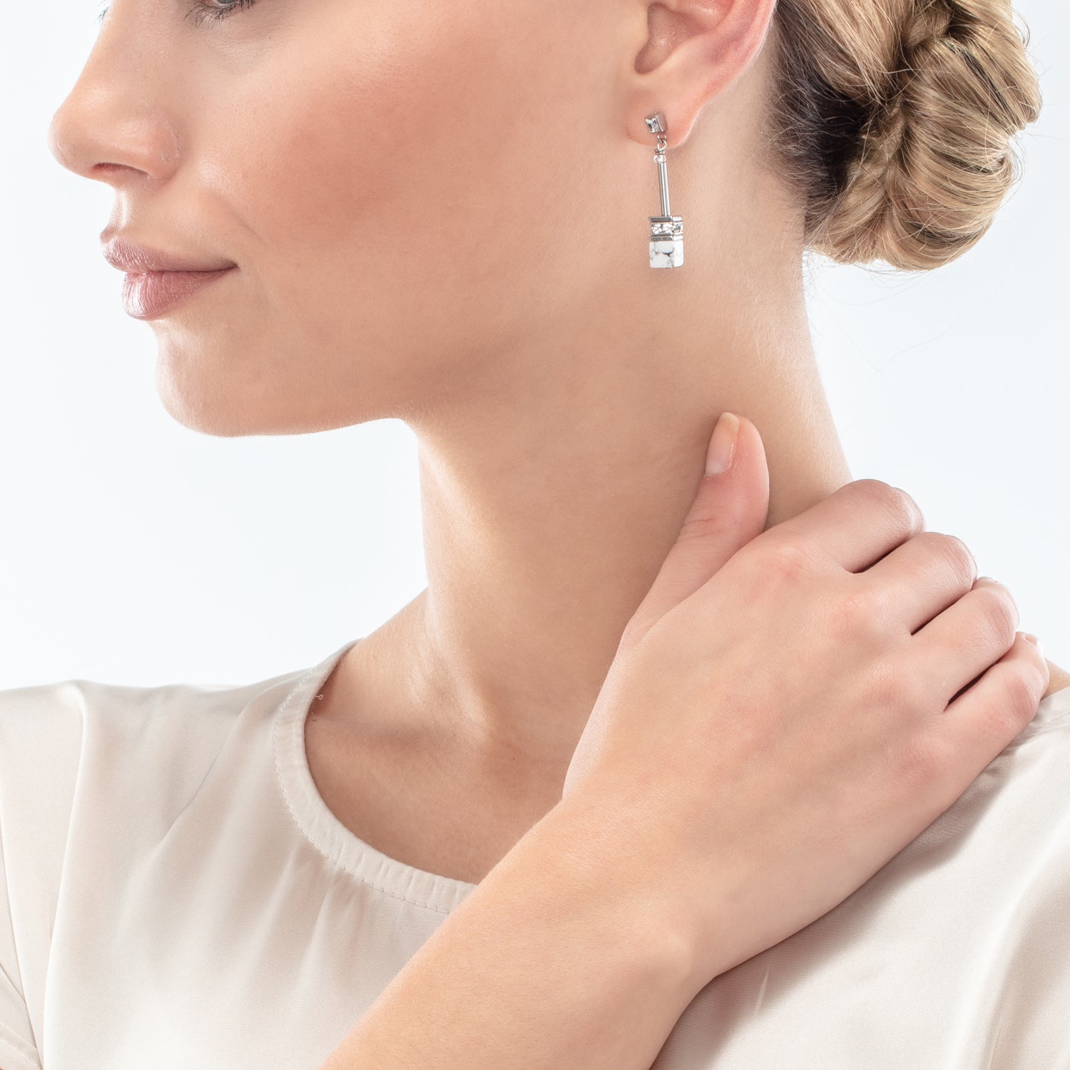 Boucles d'oreilles GeoCUBE® Iconic Nature Chain blanc