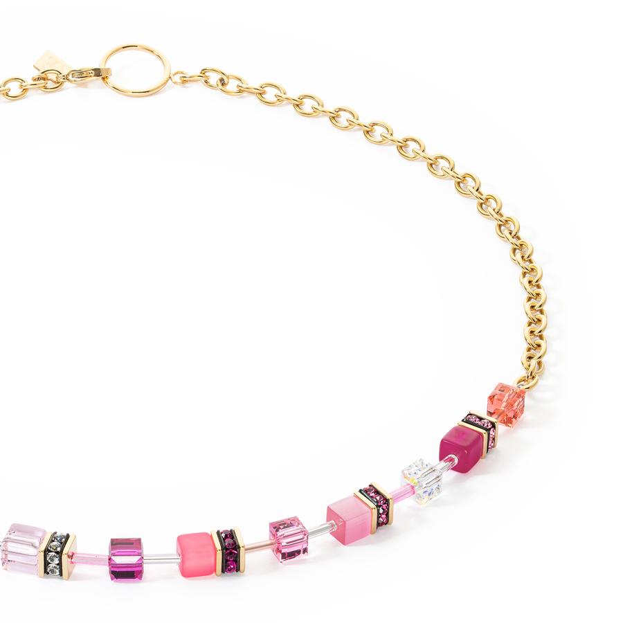 Collier GeoCUBE® Iconic Chain or-magenta