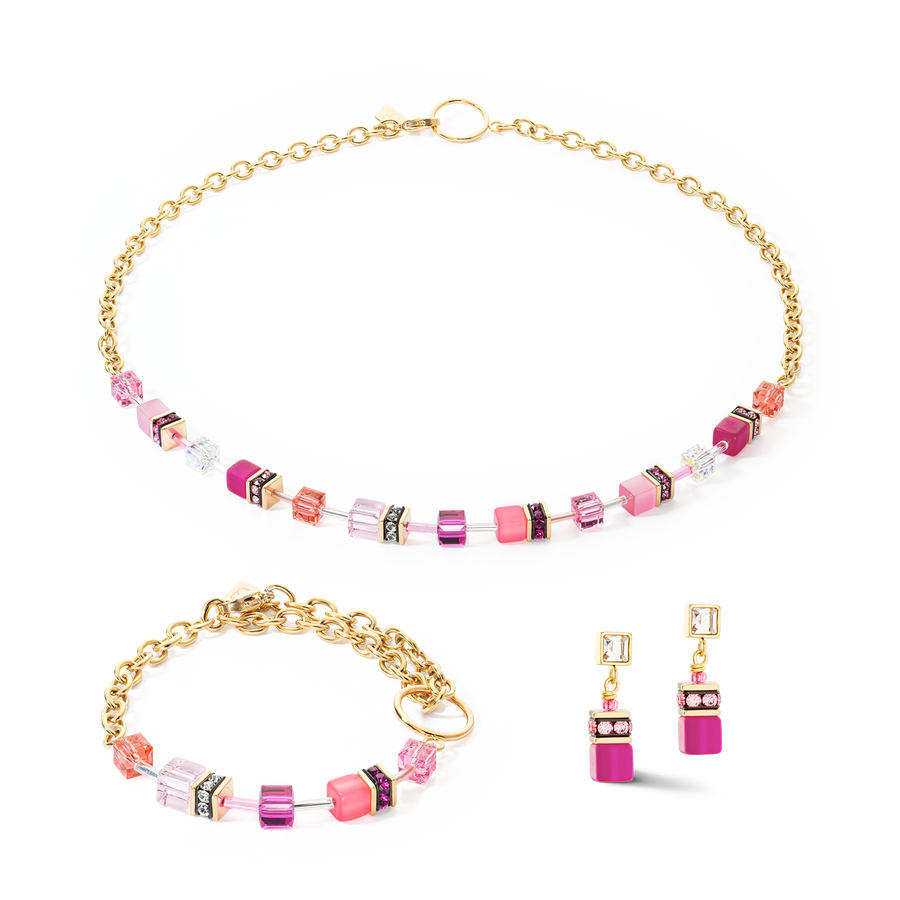 Collier GeoCUBE® Iconic Chain or-magenta