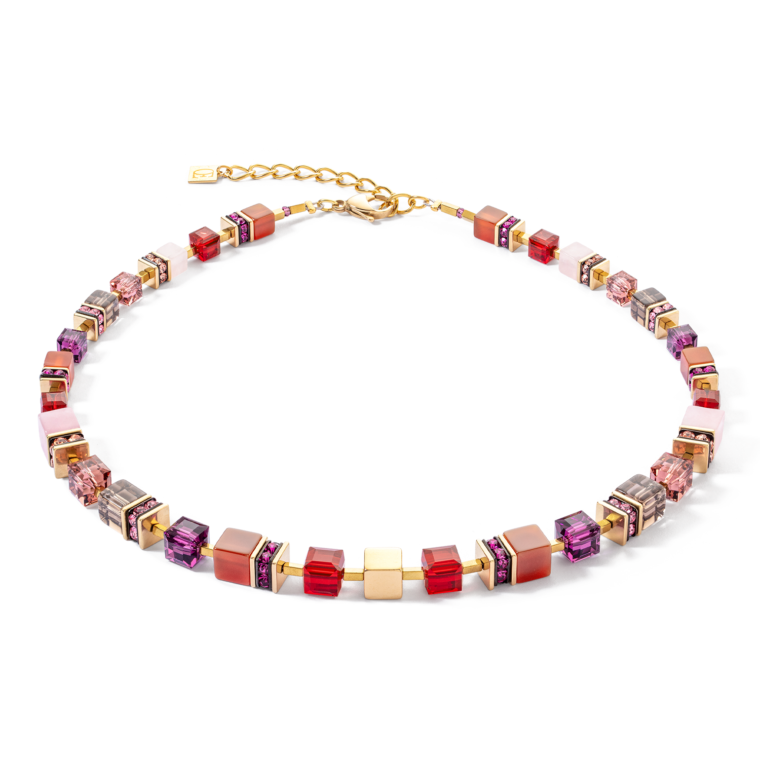 Collier GeoCUBE® Precious statement or-rouge