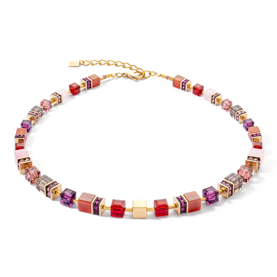 Collier GeoCUBE® Precious statement or-rouge