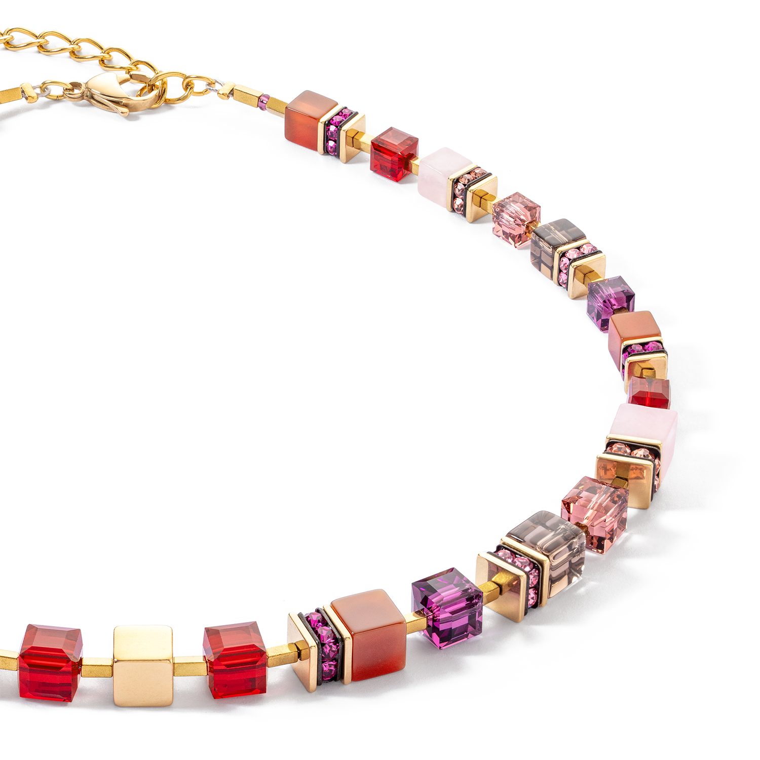 Collier GeoCUBE® Precious statement or-rouge