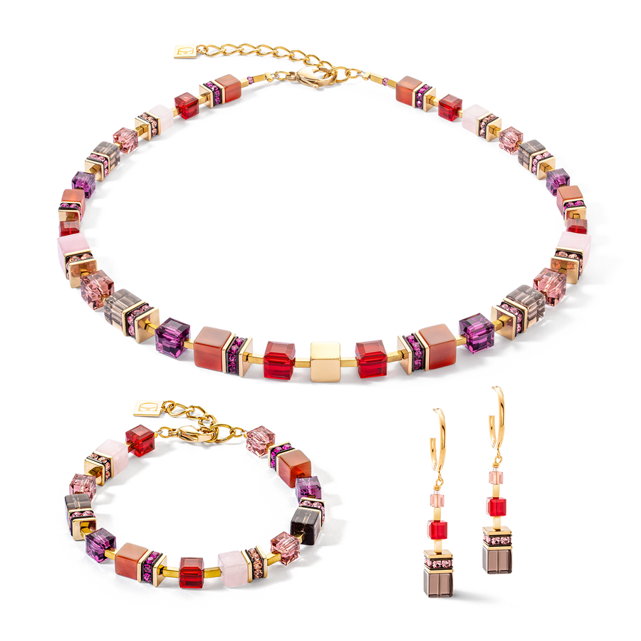 Collier GeoCUBE® Precious statement or-rouge