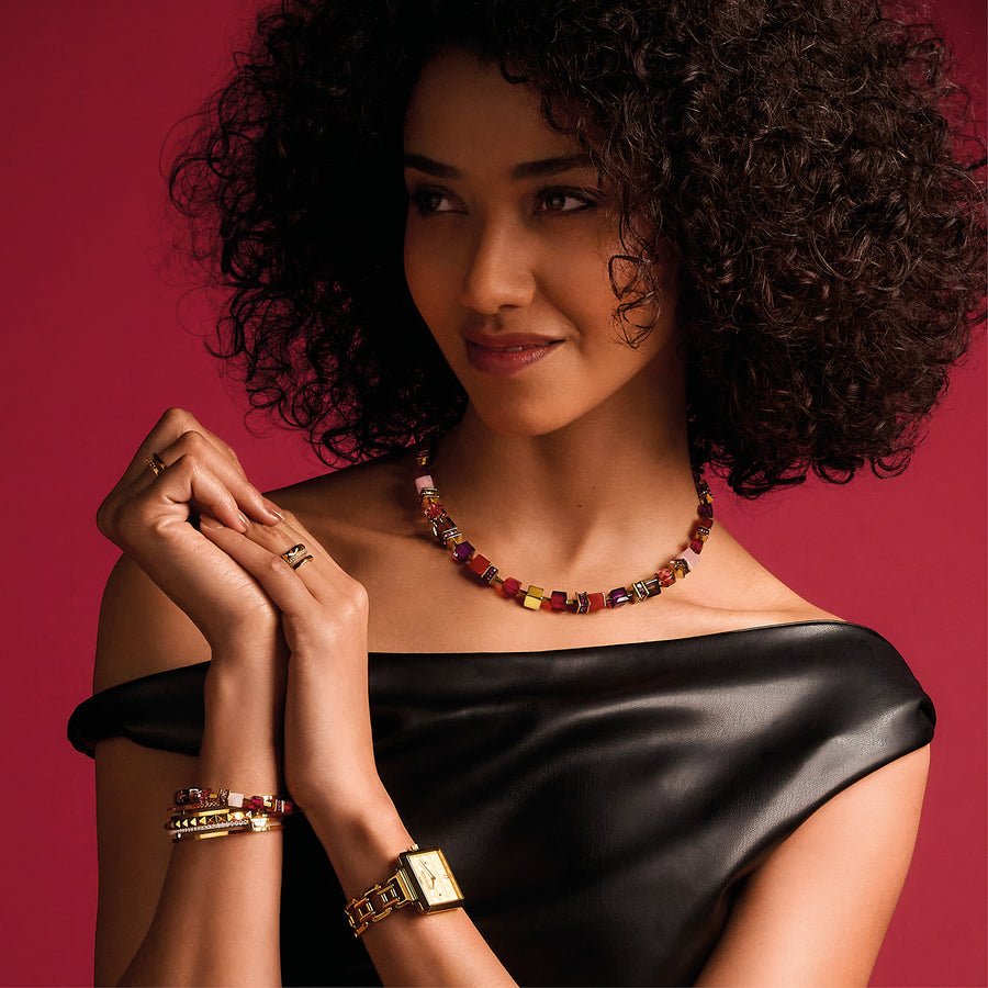 Collier GeoCUBE® Precious statement or-rouge