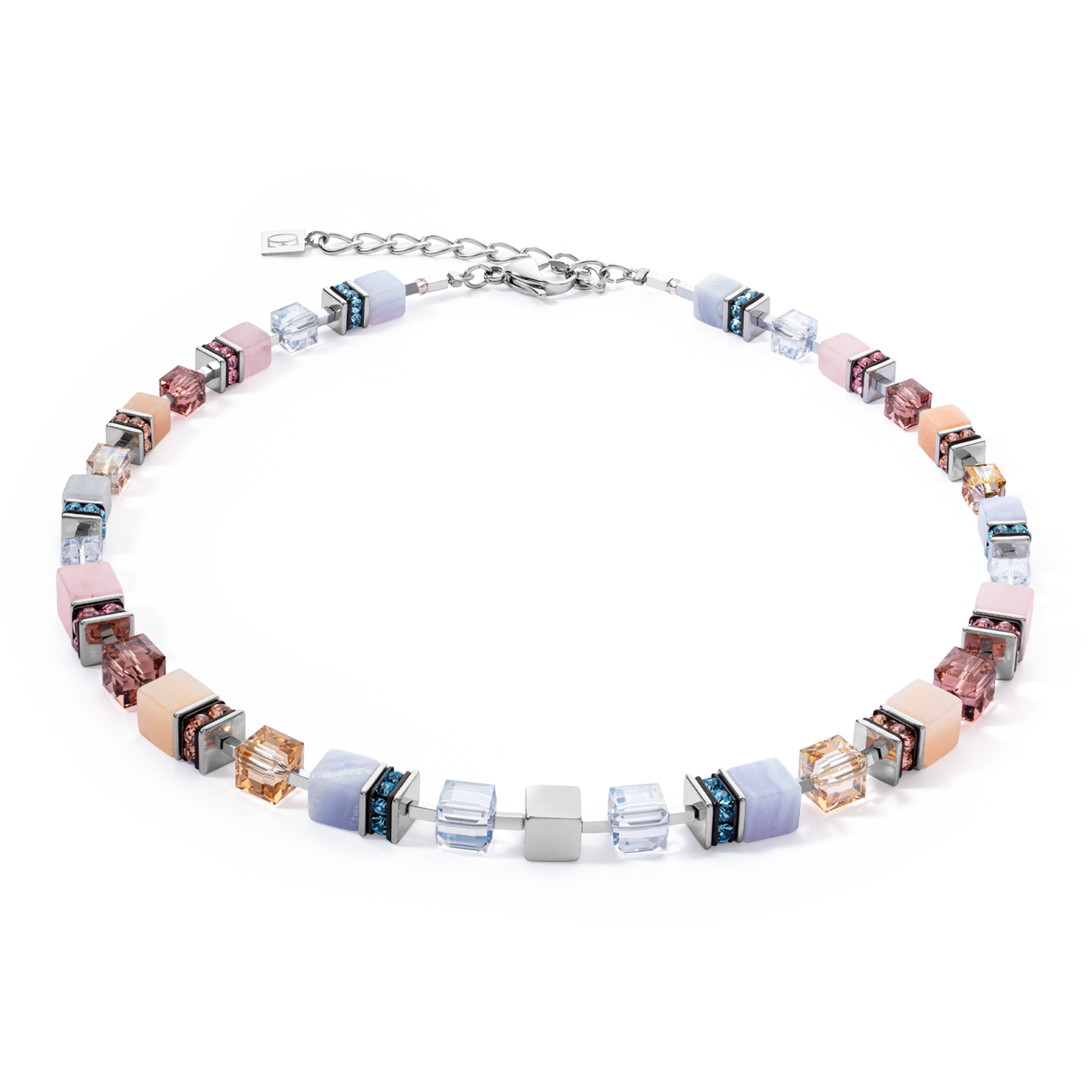 Collier GeoCUBE® Precious Statement argent-pastel