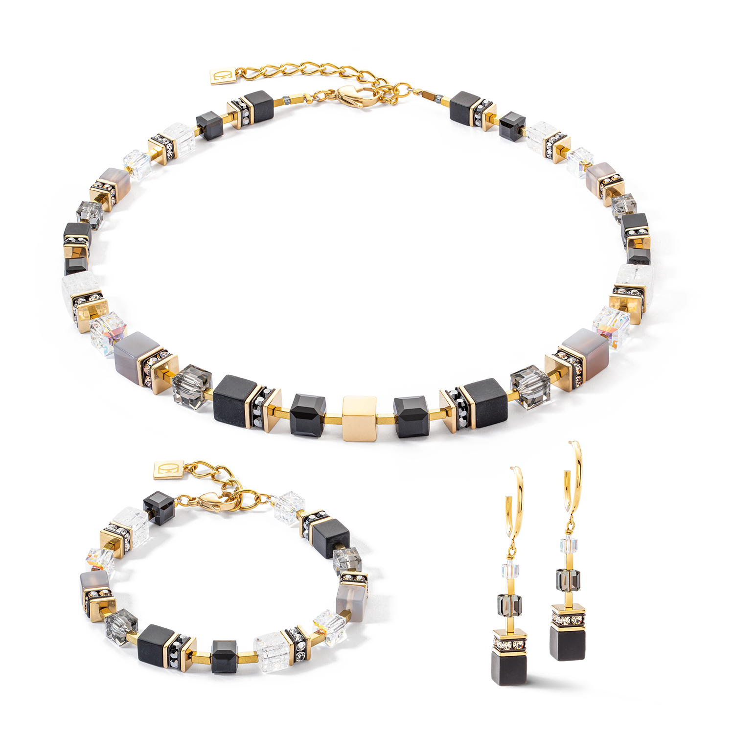 Collier GeoCUBE® Precious statement or-noir