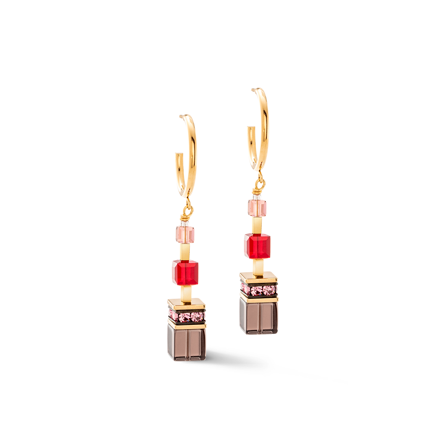 Boucles d'oreilles GeoCUBE® Precious statement or-rouge