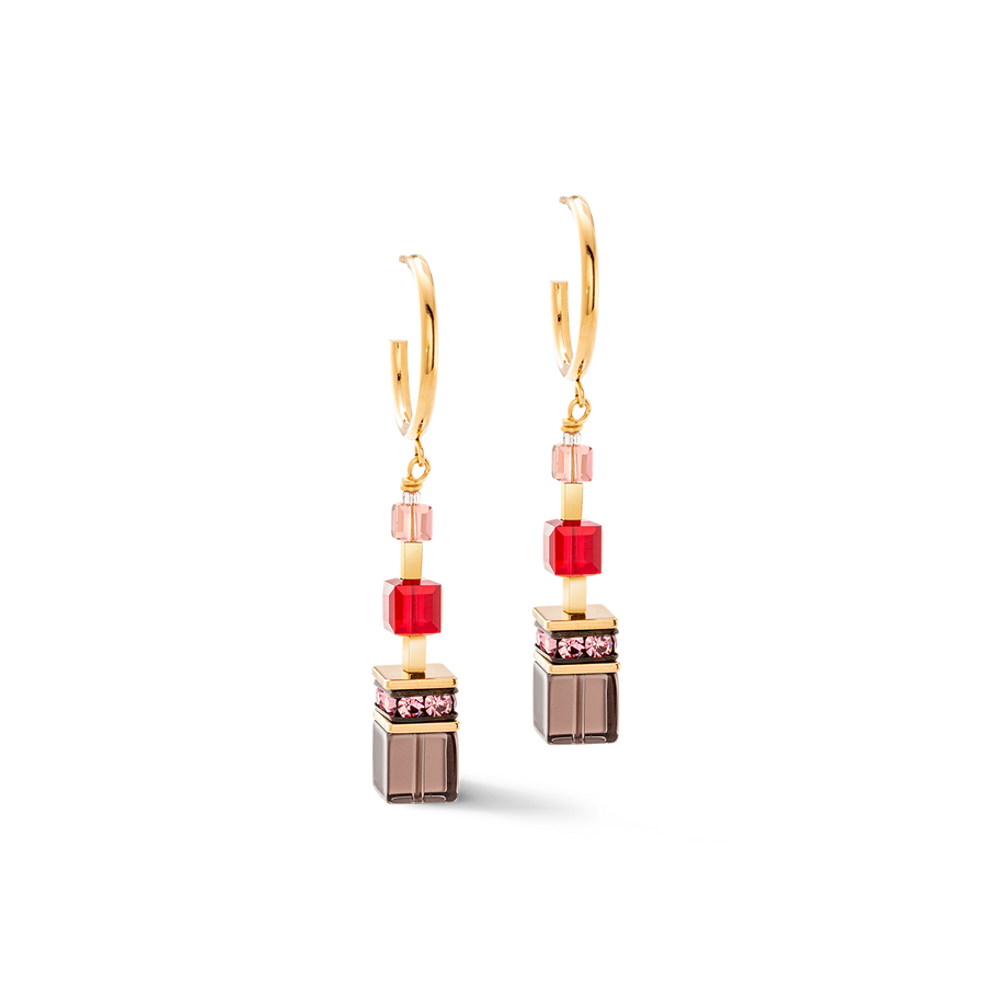 Boucles d'oreilles GeoCUBE® Precious statement or-rouge