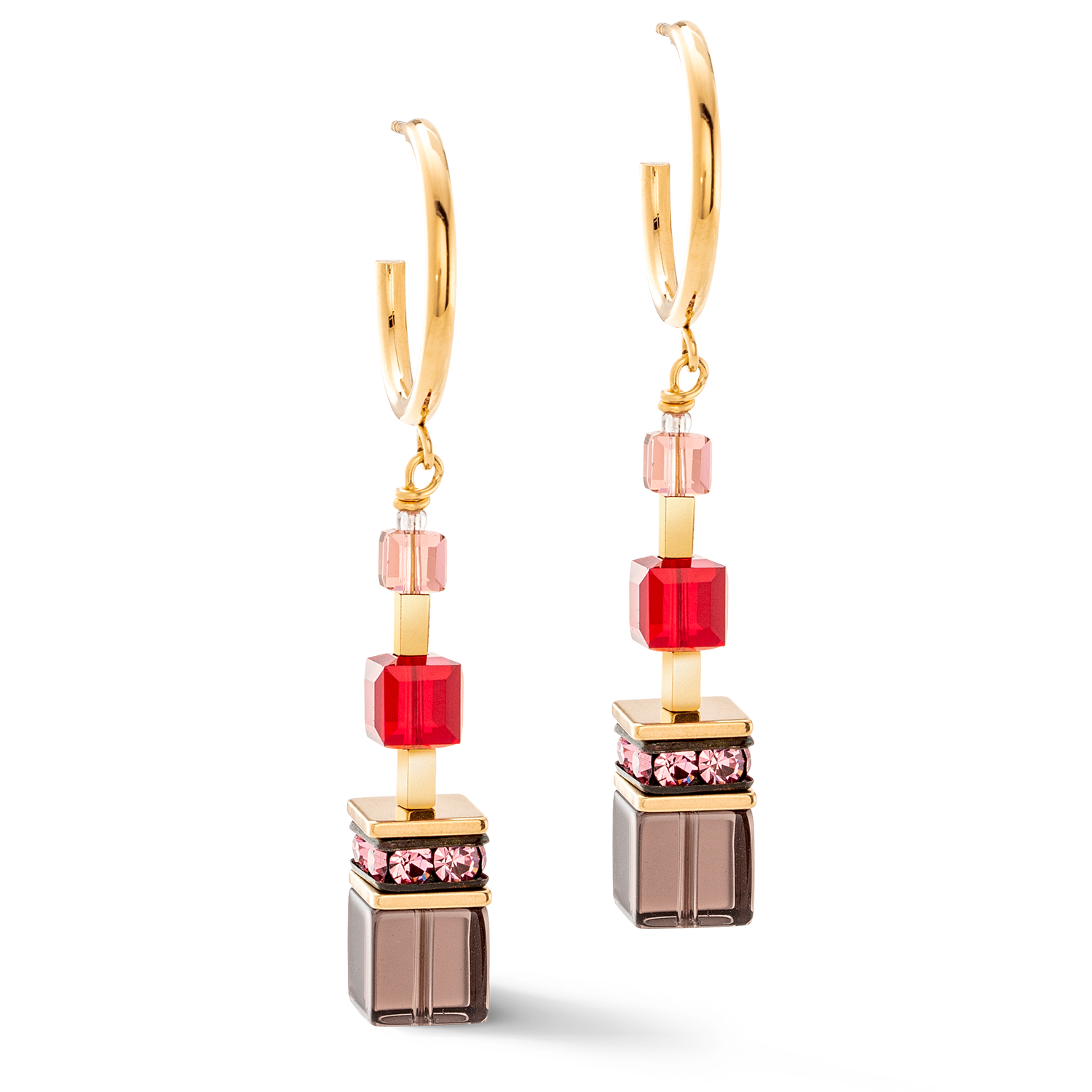 Boucles d'oreilles GeoCUBE® Precious statement or-rouge