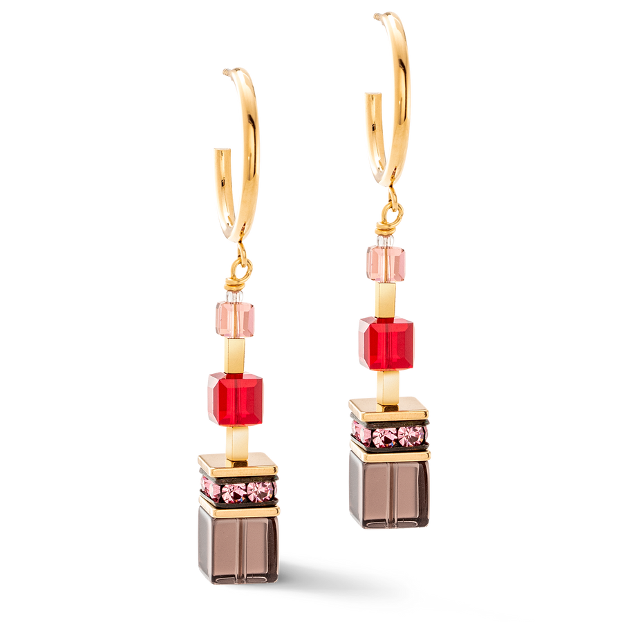 Boucles d'oreilles GeoCUBE® Precious statement or-rouge