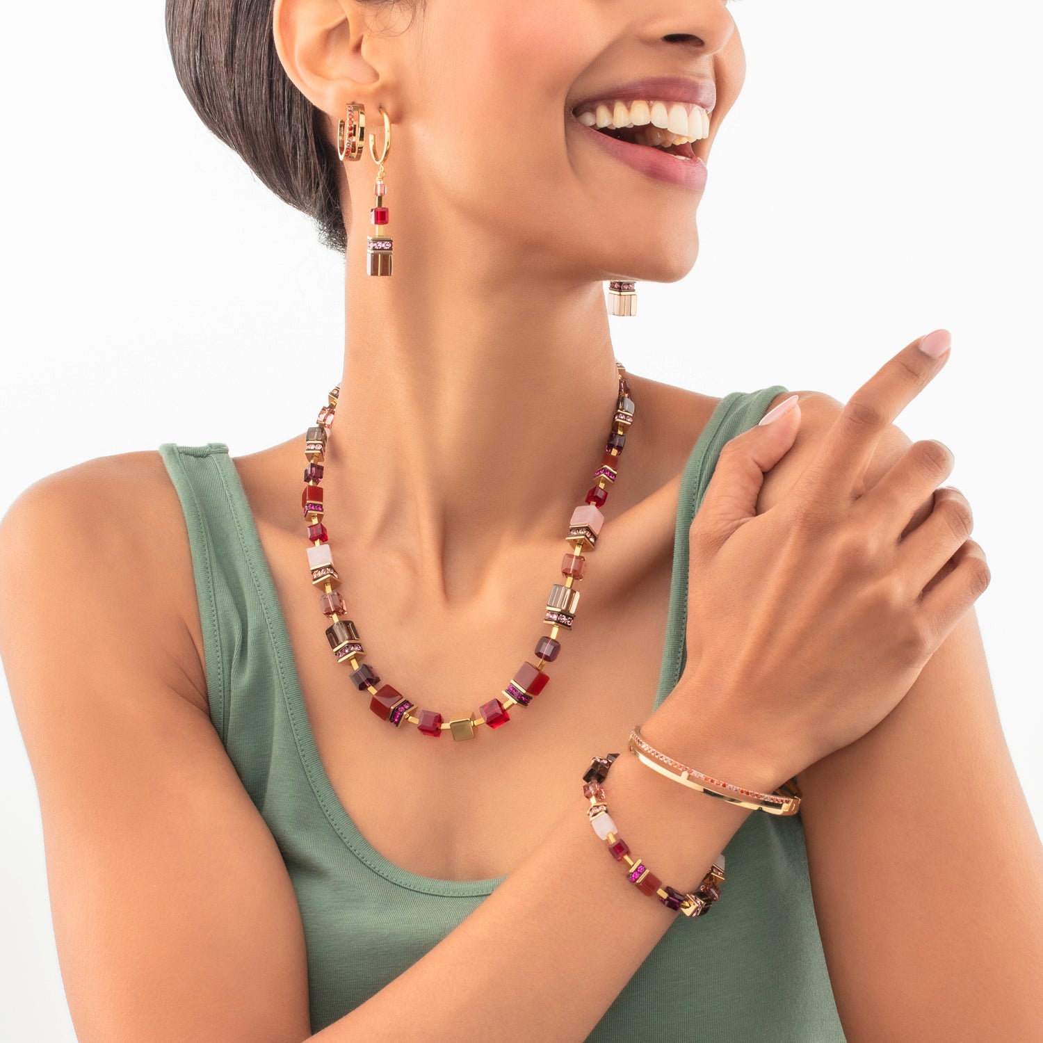 Boucles d'oreilles GeoCUBE® Precious statement or-rouge