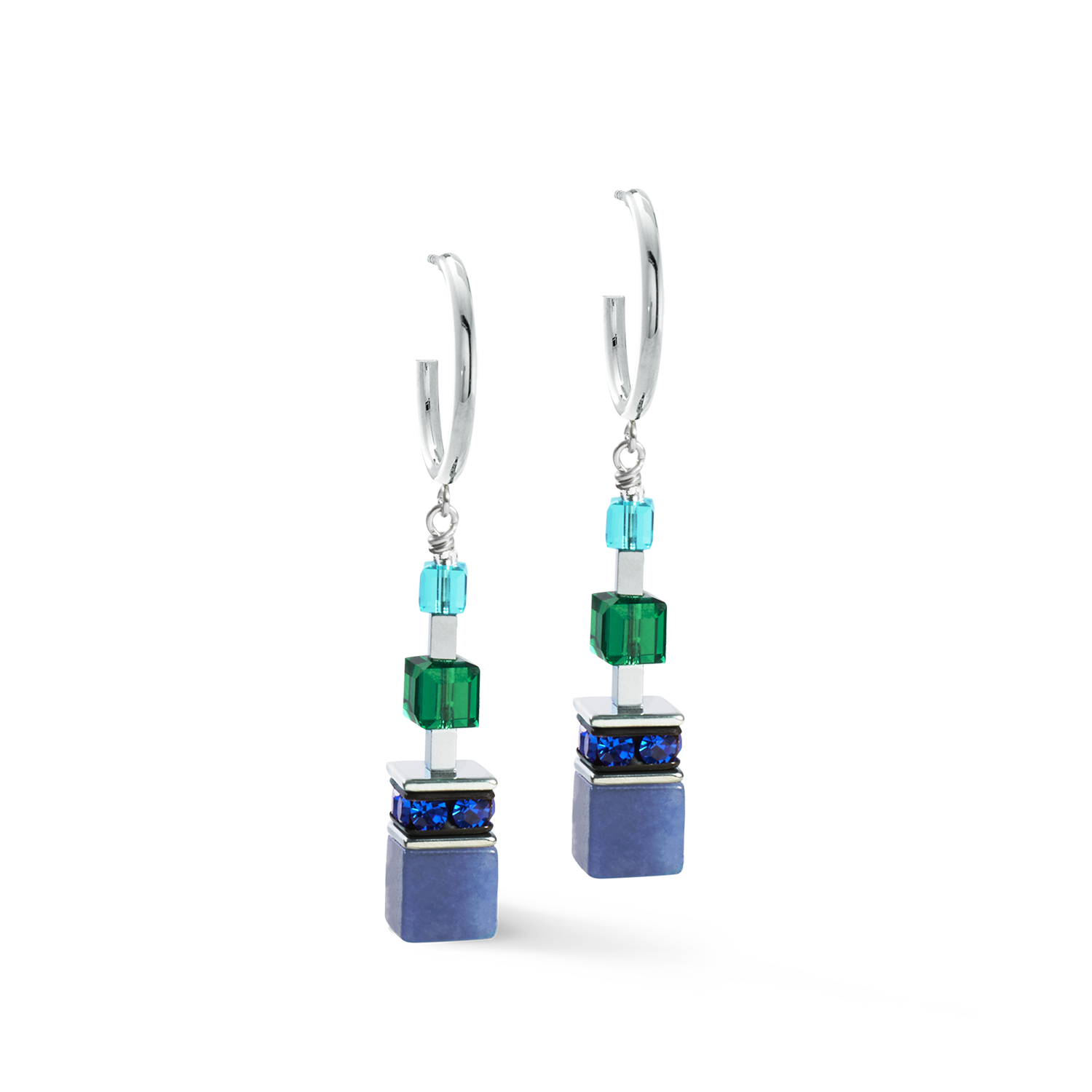 Boucles d'oreilles GeoCUBE® Precious Statement argent-ocean