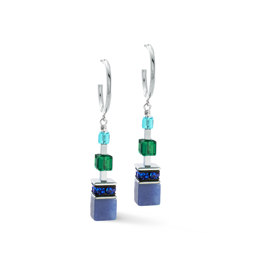 Boucles d'oreilles GeoCUBE® Precious Statement argent-ocean