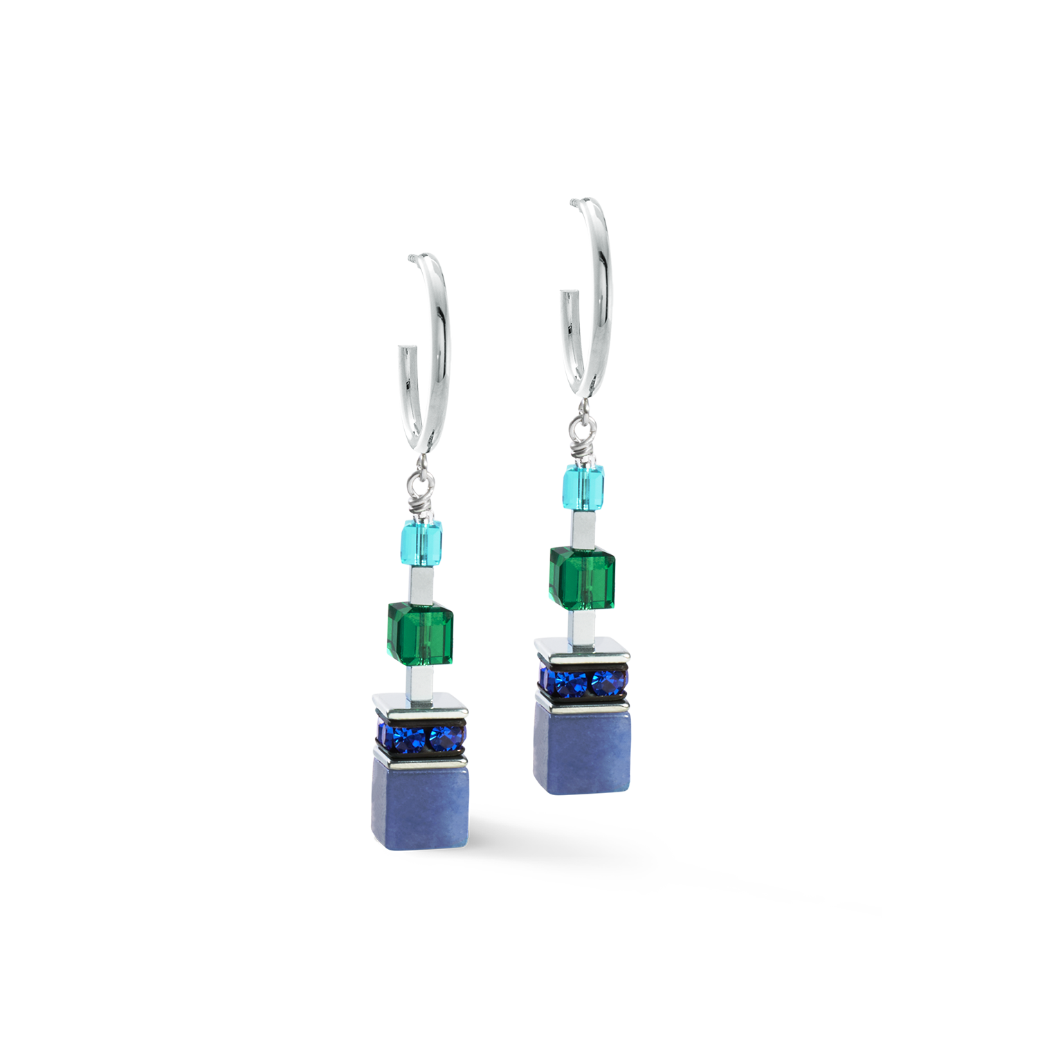 Boucles d'oreilles GeoCUBE® Precious Statement argent-ocean