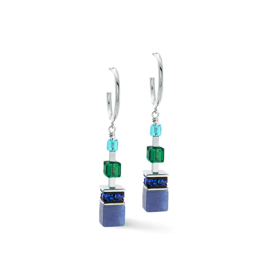 Boucles d'oreilles GeoCUBE® Precious Statement argent-ocean