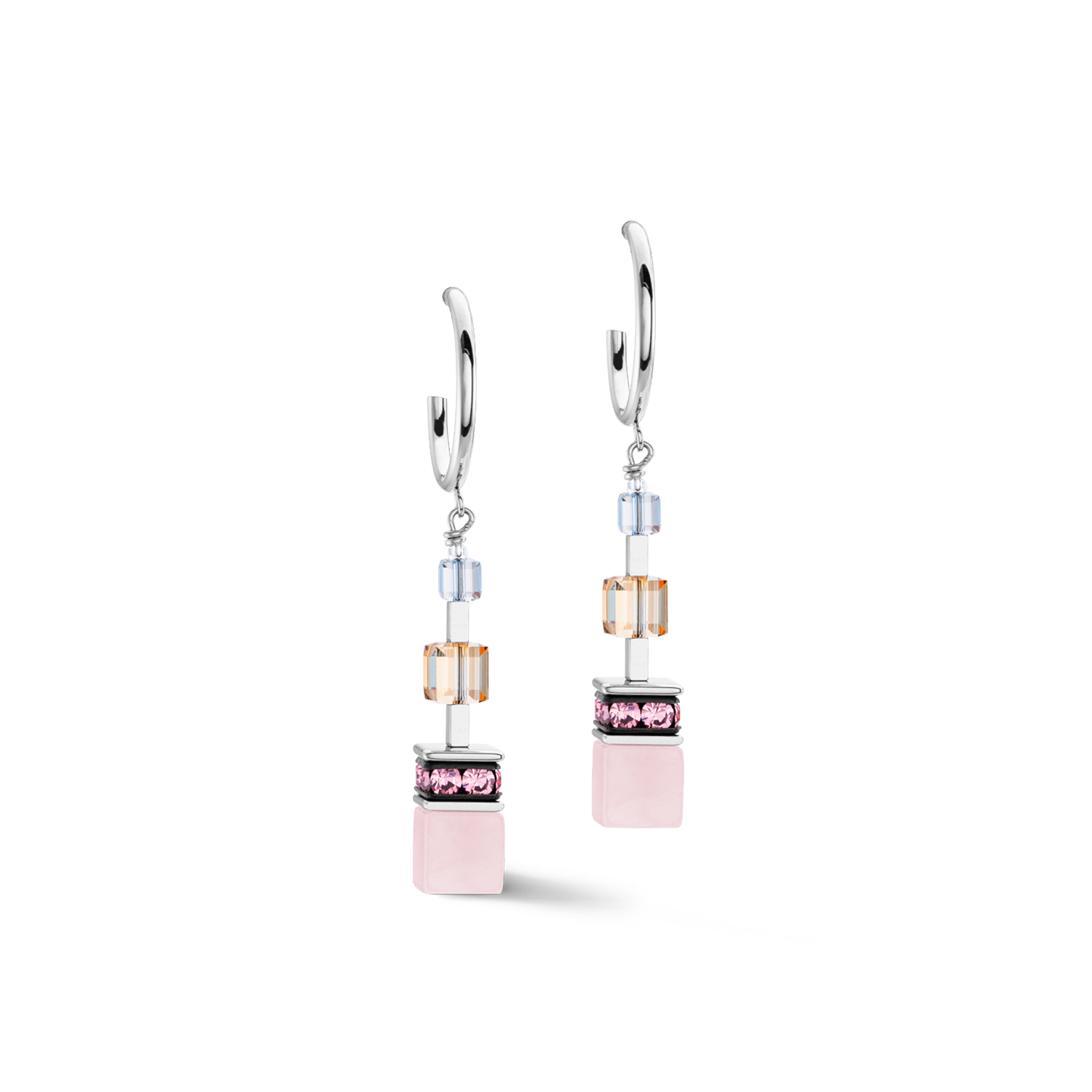 Boucles d'oreilles GeoCUBE® Precious Statement argent-pastel