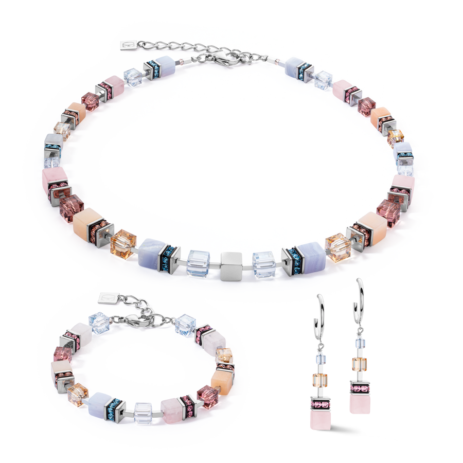 Boucles d'oreilles GeoCUBE® Precious Statement argent-pastel