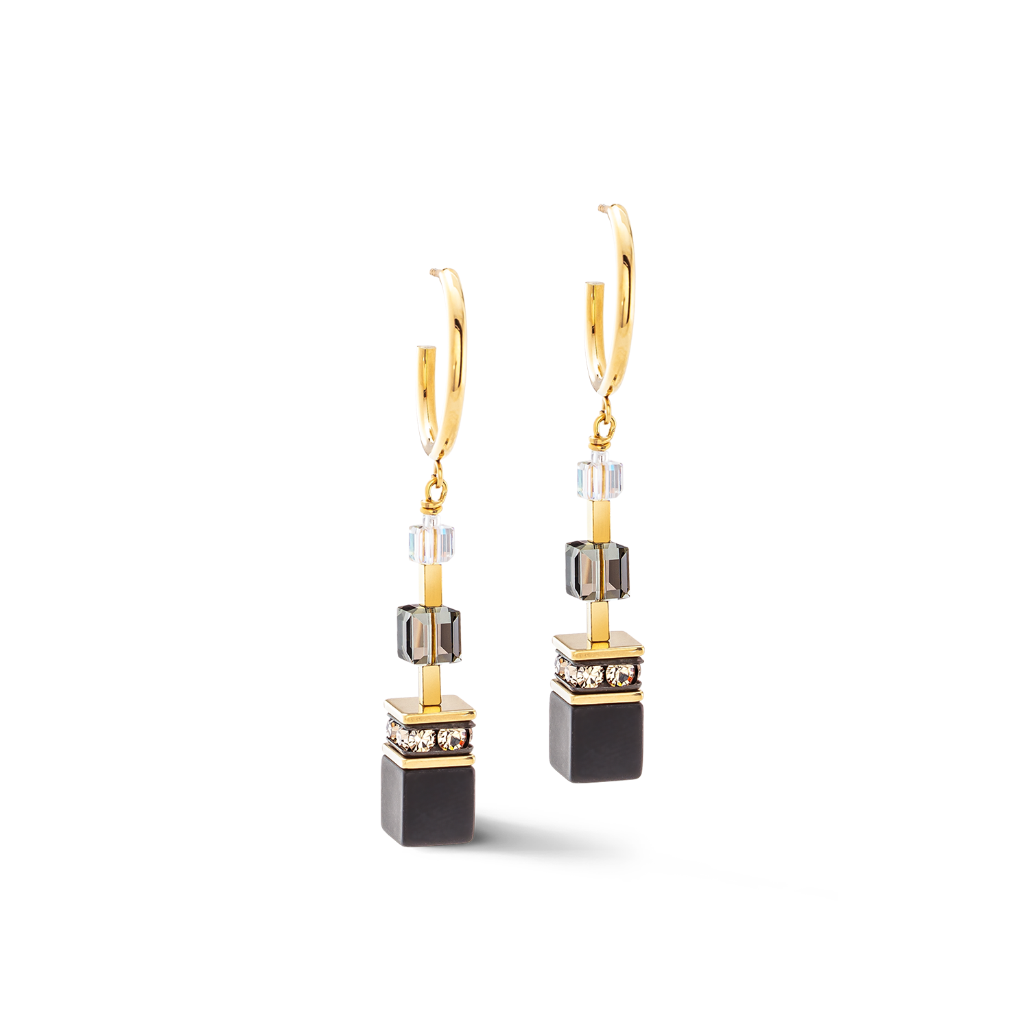 Boucles d'oreilles GeoCUBE® Precious statement or-noir