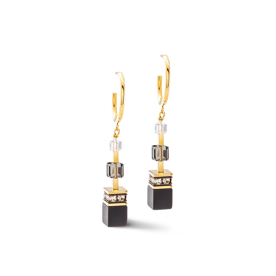 Boucles d'oreilles GeoCUBE® Precious statement or-noir