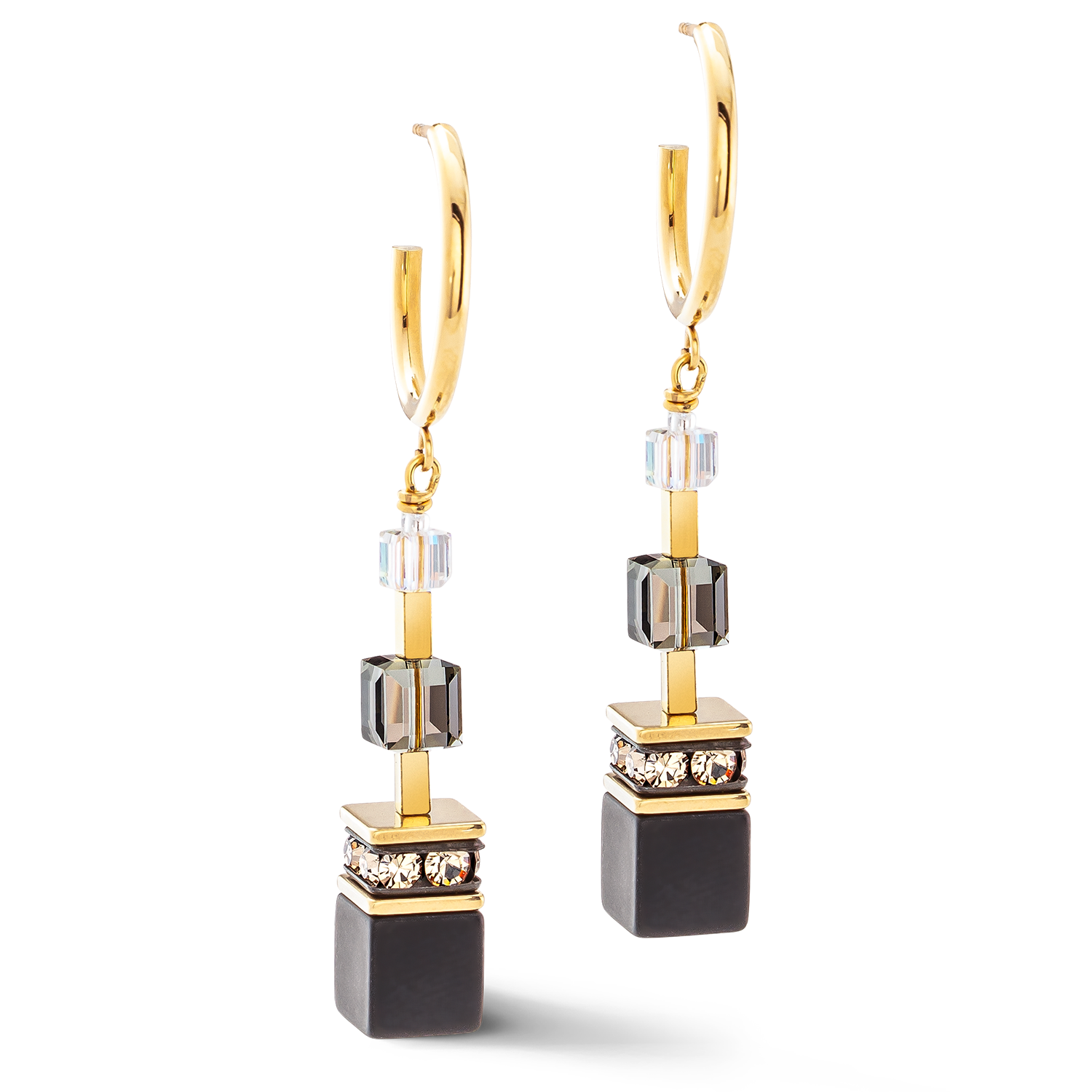 Boucles d'oreilles GeoCUBE® Precious statement or-noir