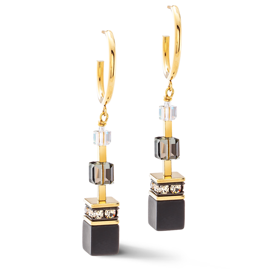 Boucles d'oreilles GeoCUBE® Precious statement or-noir