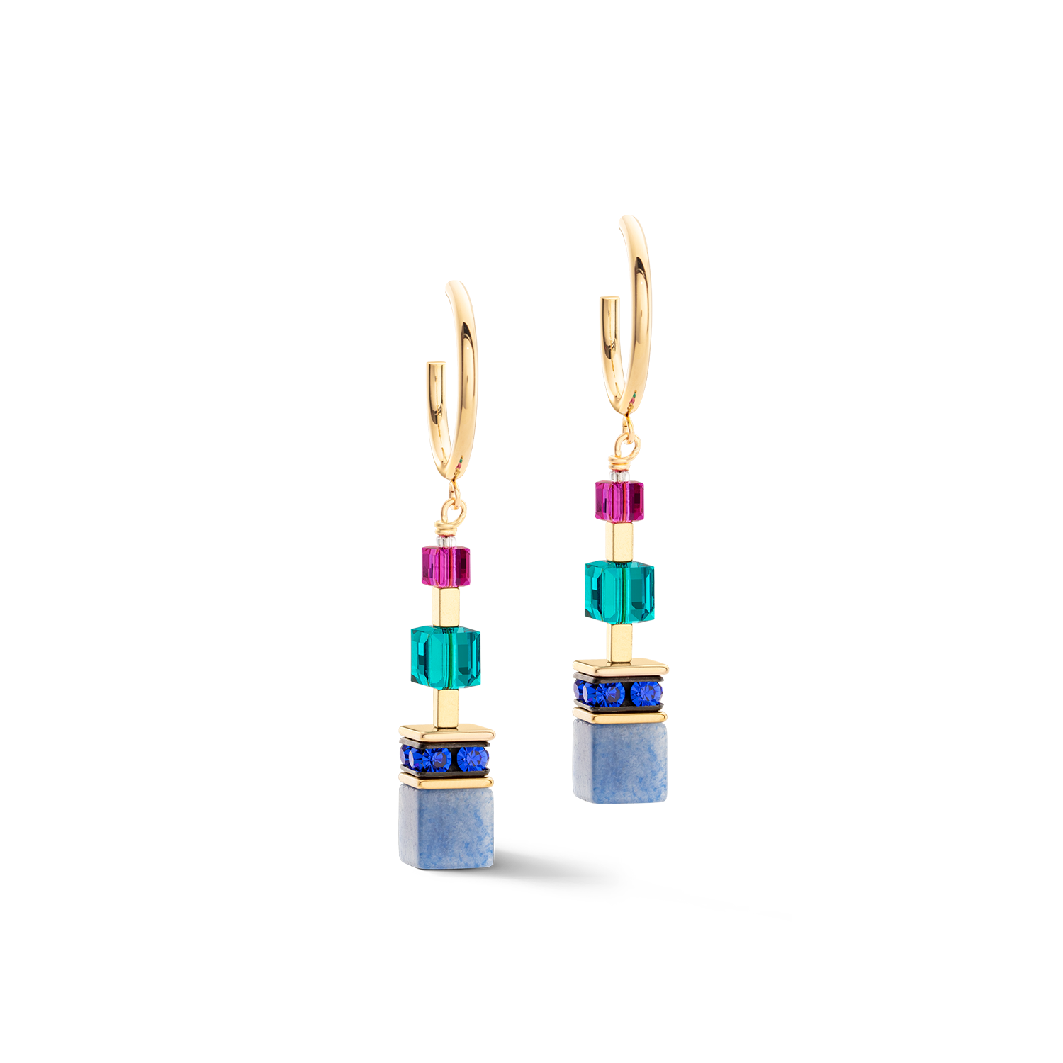 Boucles d'oreilles GeoCUBE® Precious Statement or-multicolore