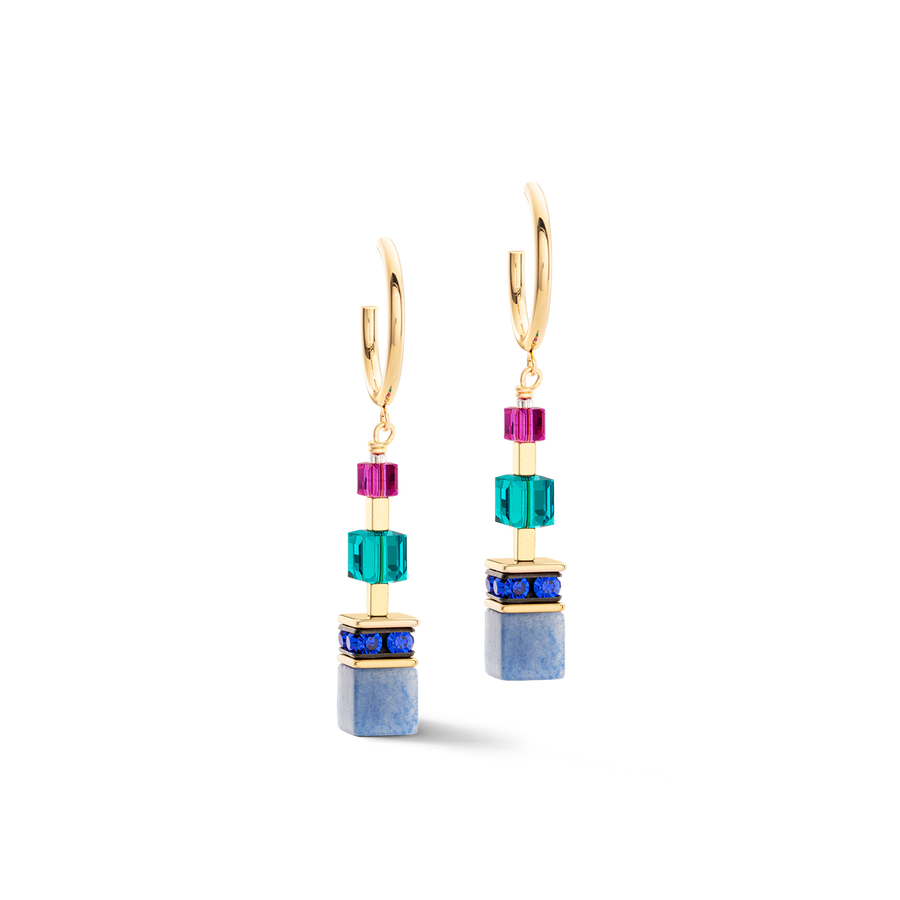 Boucles d'oreilles GeoCUBE® Precious Statement or-multicolore