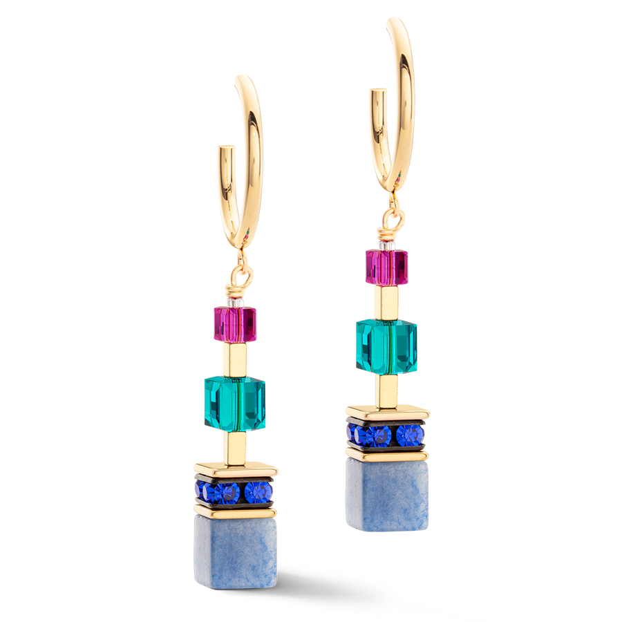 Boucles d'oreilles GeoCUBE® Precious Statement or-multicolore
